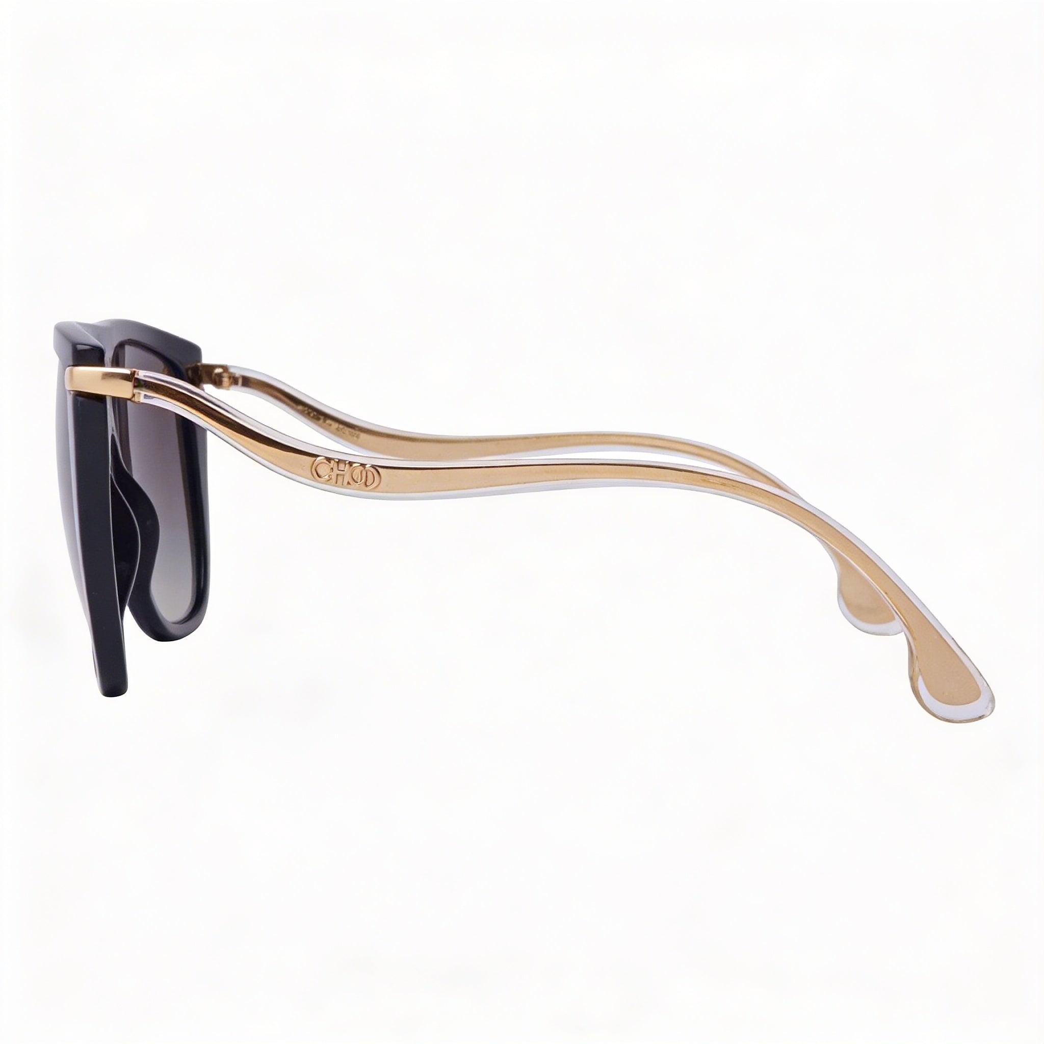 JIMMY CHOO SUVI/S 807/FQ Gafas de sol de acetato negro con forma de ojo de gato para mujer, lentes de espejo gris degradado no polarizadas, protección UV de 58 mm, Photo 2