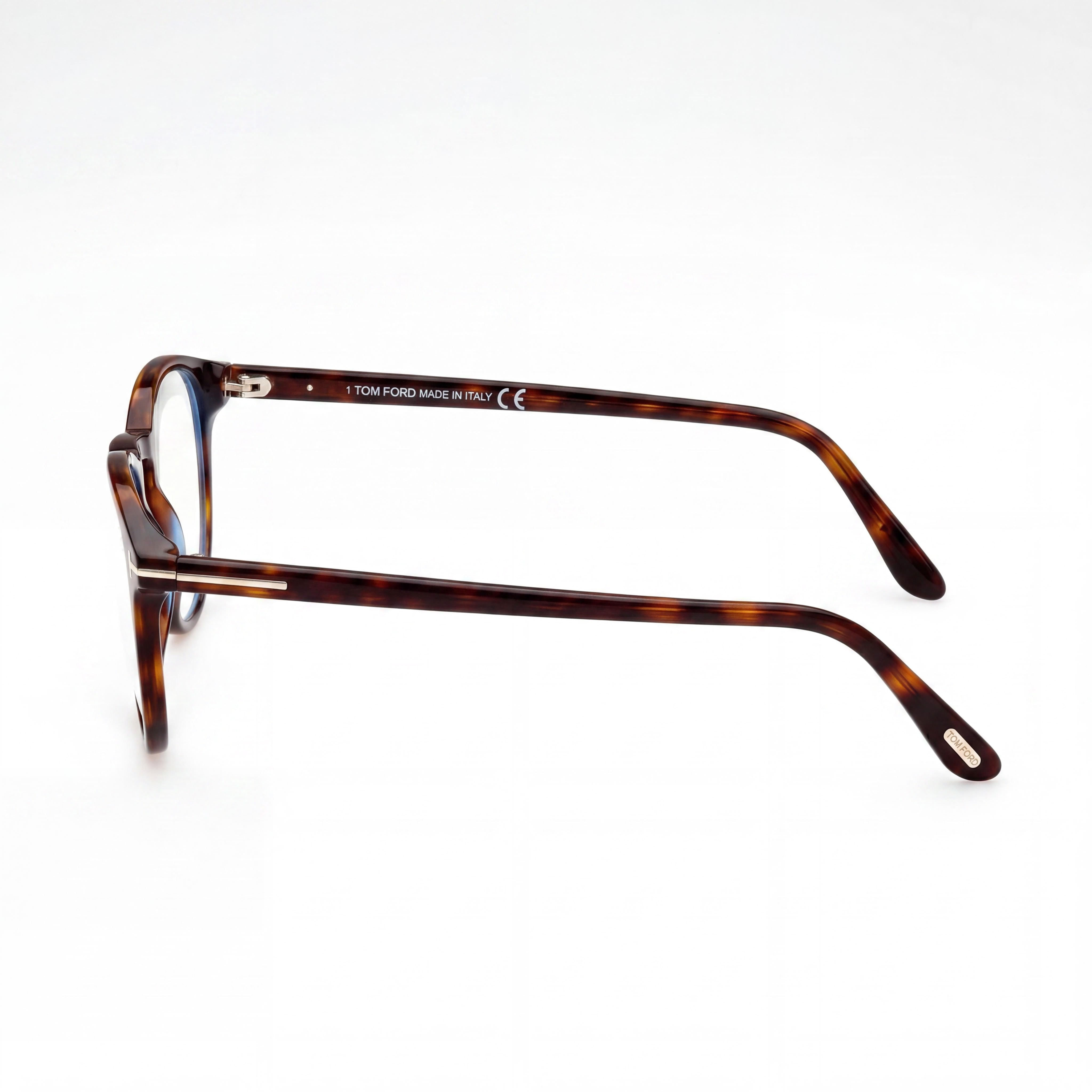 Gafas Tom Ford Ft5803-b para hombre, montura de plástico pantografiado brillante color habana, con lentes transparentes que bloquean la luz azul, 49mm, Photo 2