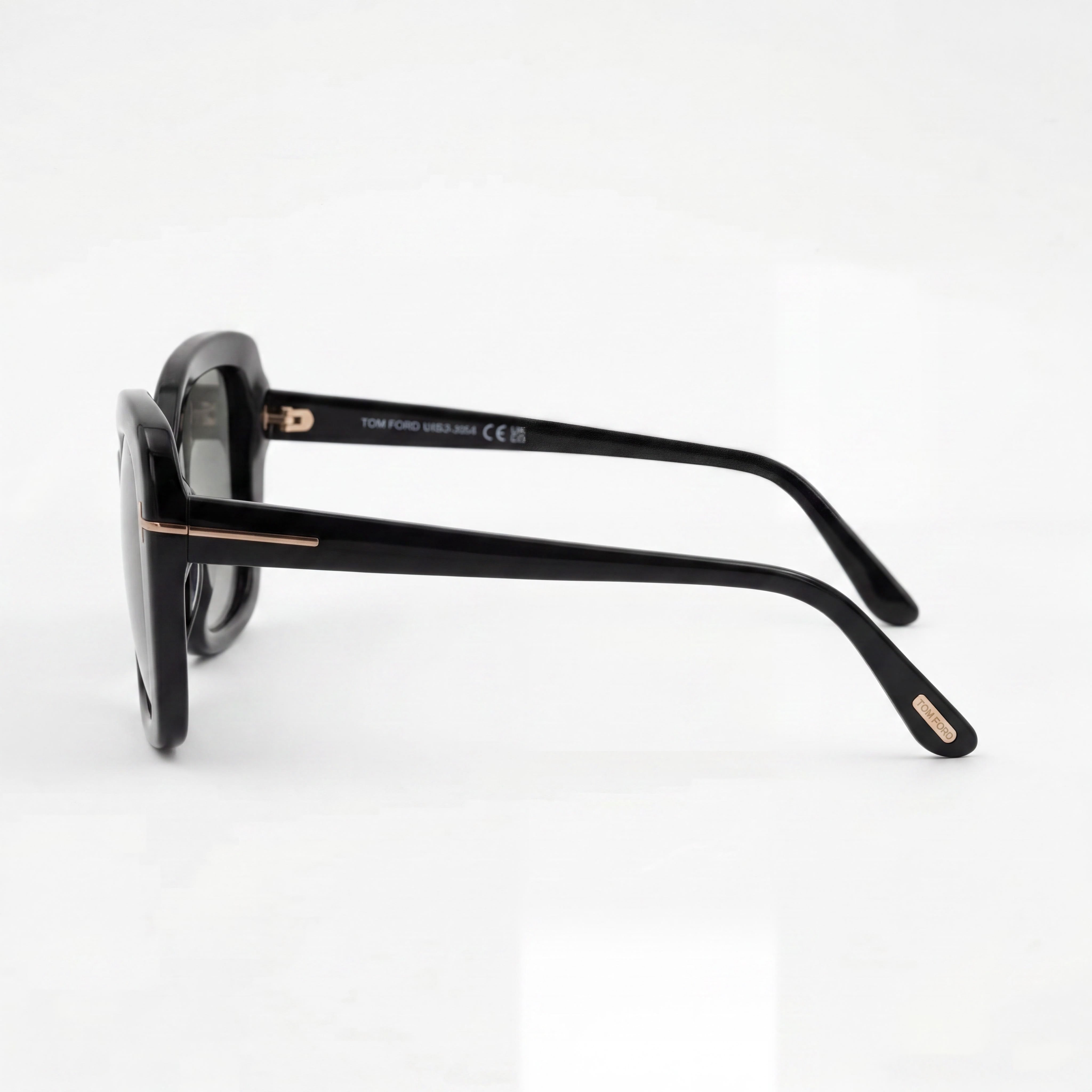 Gafas de sol clásicas de policarbonato negro brillante para mujer Tom Ford Maeve FT1008 Lentes degradadas ahumadas 100% protección UV 55 mm, Photo 3