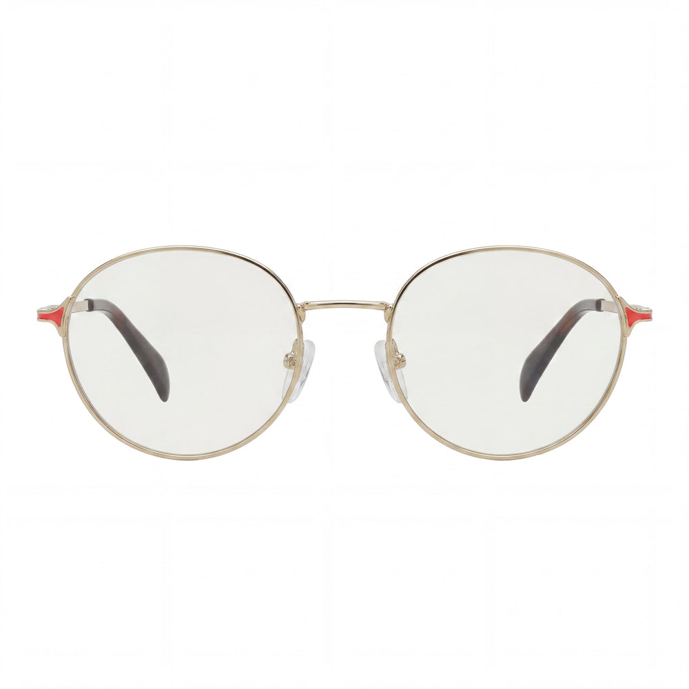 Gafas de vista TOUS clásicas para mujer, montura redonda, acero inoxidable, color naranja oro rosa brillante, 49 mm