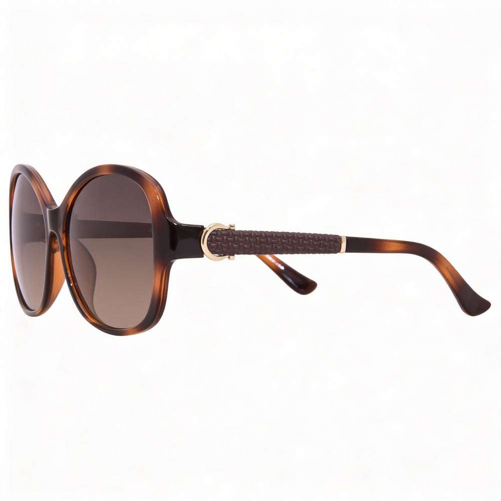 Gafas de sol de plástico carey contemporáneas Ferragamo para mujer, lentes marrones degradadas, protección UV, 59 mm