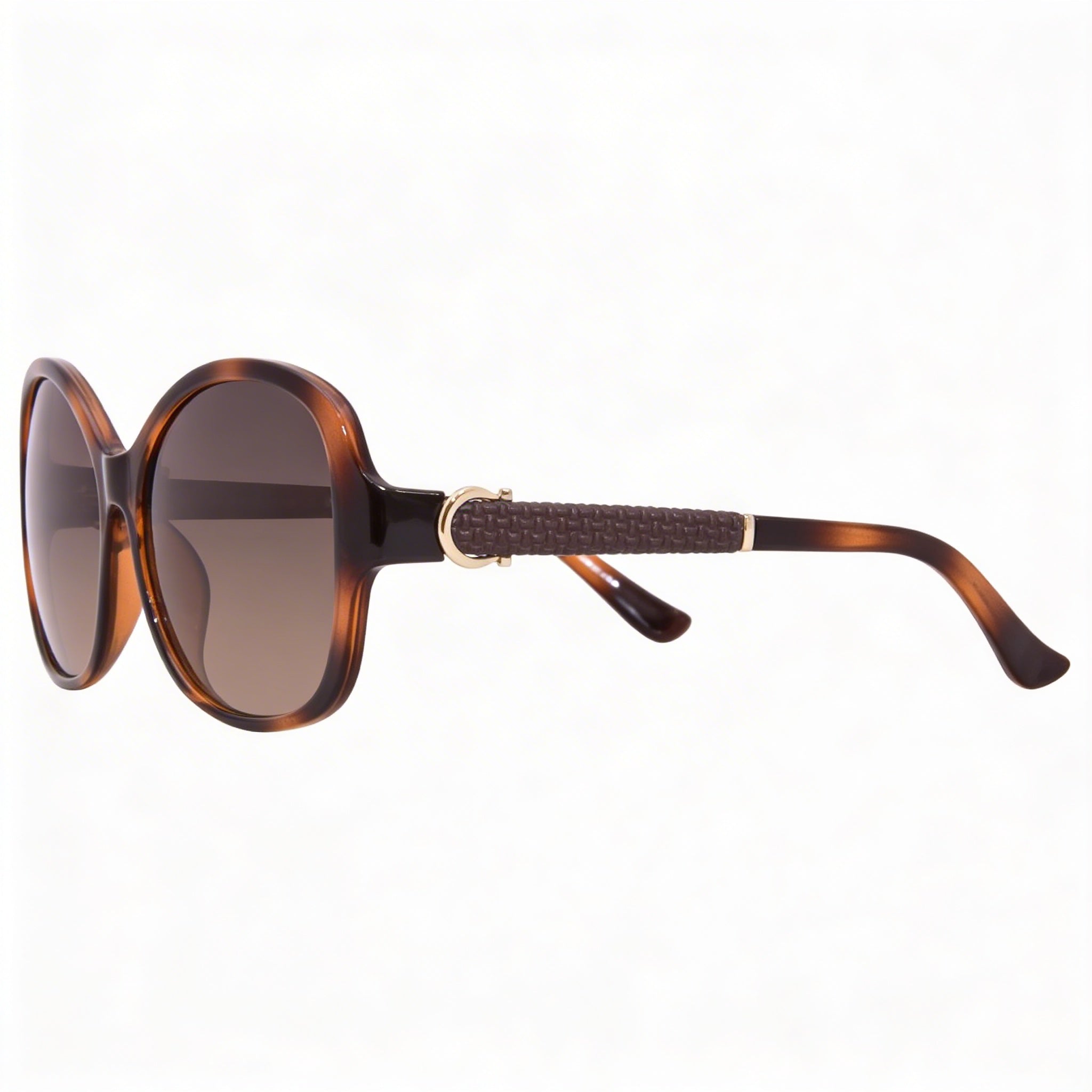 Gafas de sol de plástico carey contemporáneas Ferragamo para mujer, lentes marrones degradadas, protección UV, 59 mm, Photo 1