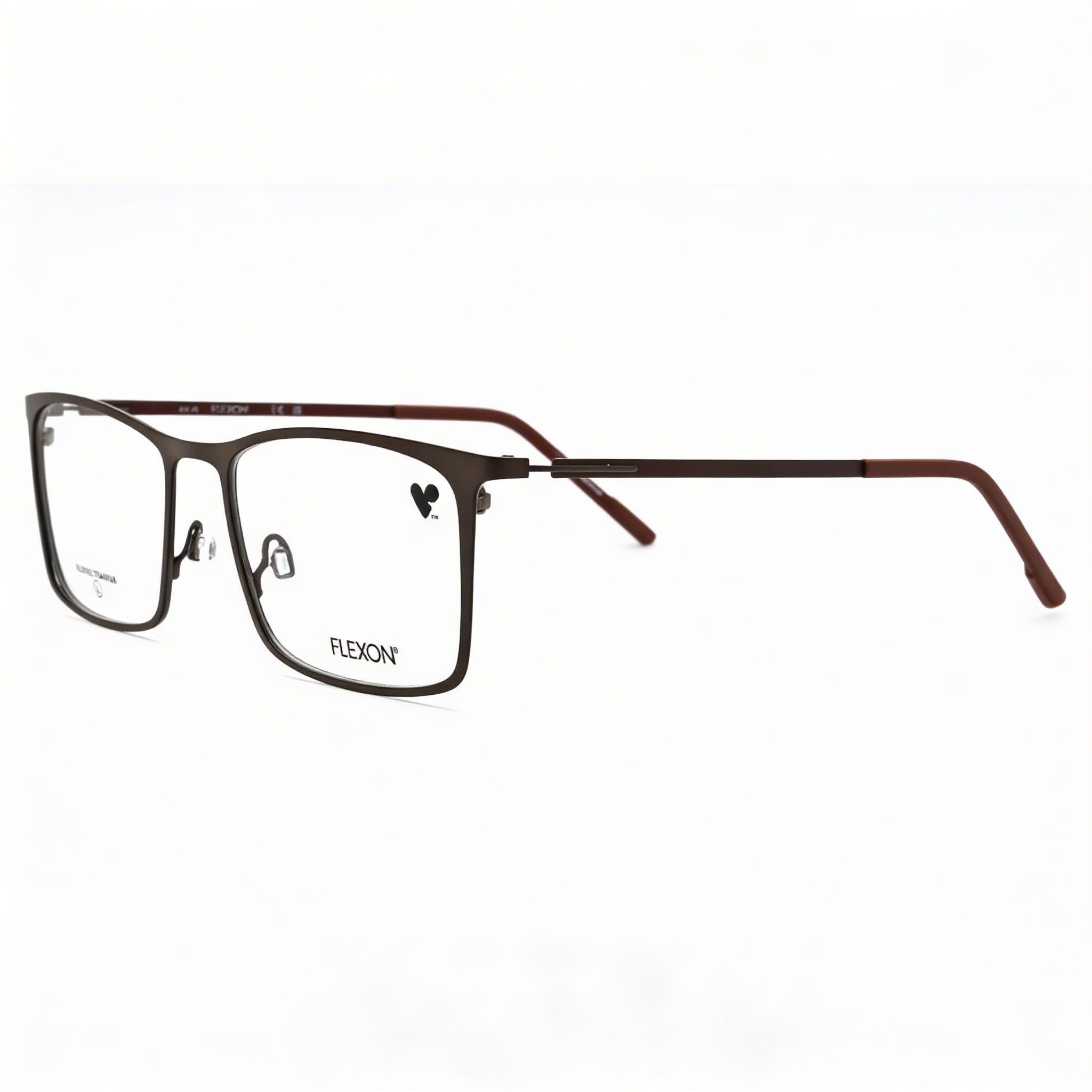 Monturas ópticas Flexon para hombre en color gris plomo mate sepia, con lentes de demostración transparentes, listas para lentes graduadas personalizadas, Photo 1