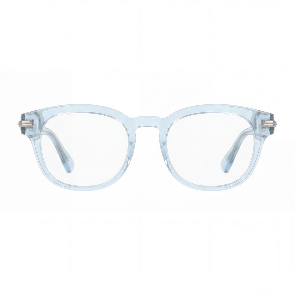 Gafas de hombre Ferragamo Sf3033 con montura de acetato azul transparente y lentes de policarbonato, 50 mm