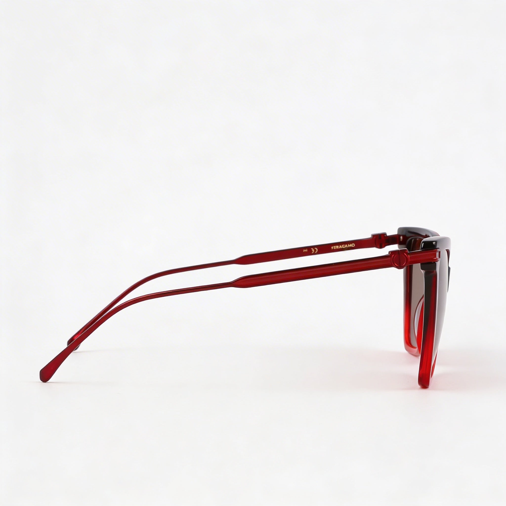 Ferragamo Sf2036s Unisex Butterfly Acetate Frame Sunglasses Gradient Transparent Dark Red 56mm, Photo 3