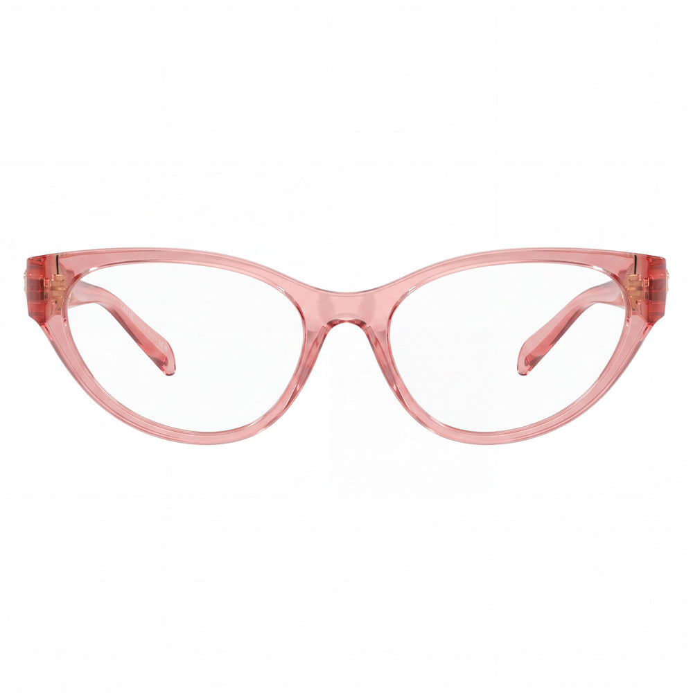 Gafas graduadas Versace VE3372U de ojo de gato para mujer, con montura completa de plástico rosa transparente y lentes de 54 mm