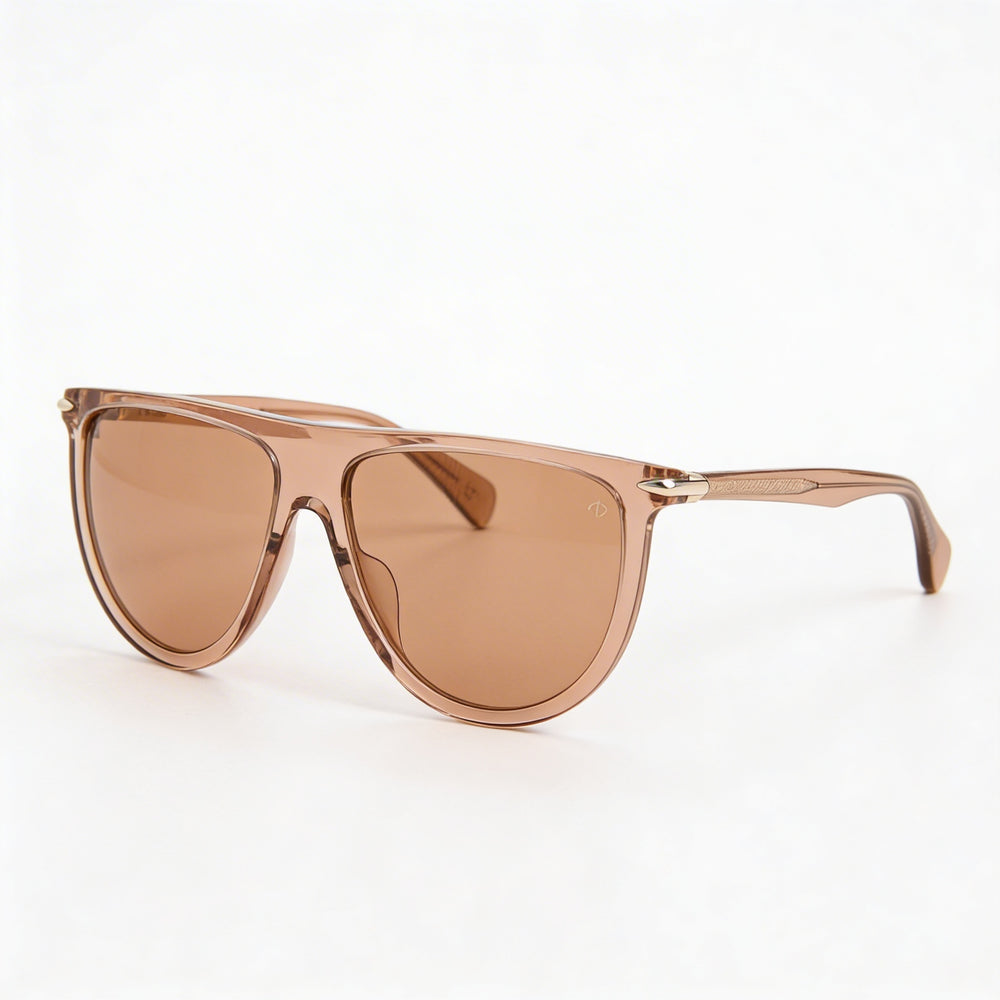 Gafas de sol clásicas Rag & Bone para mujer: montura de acetato marrón, lentes con protección UV, ancho de lente de 57 mm