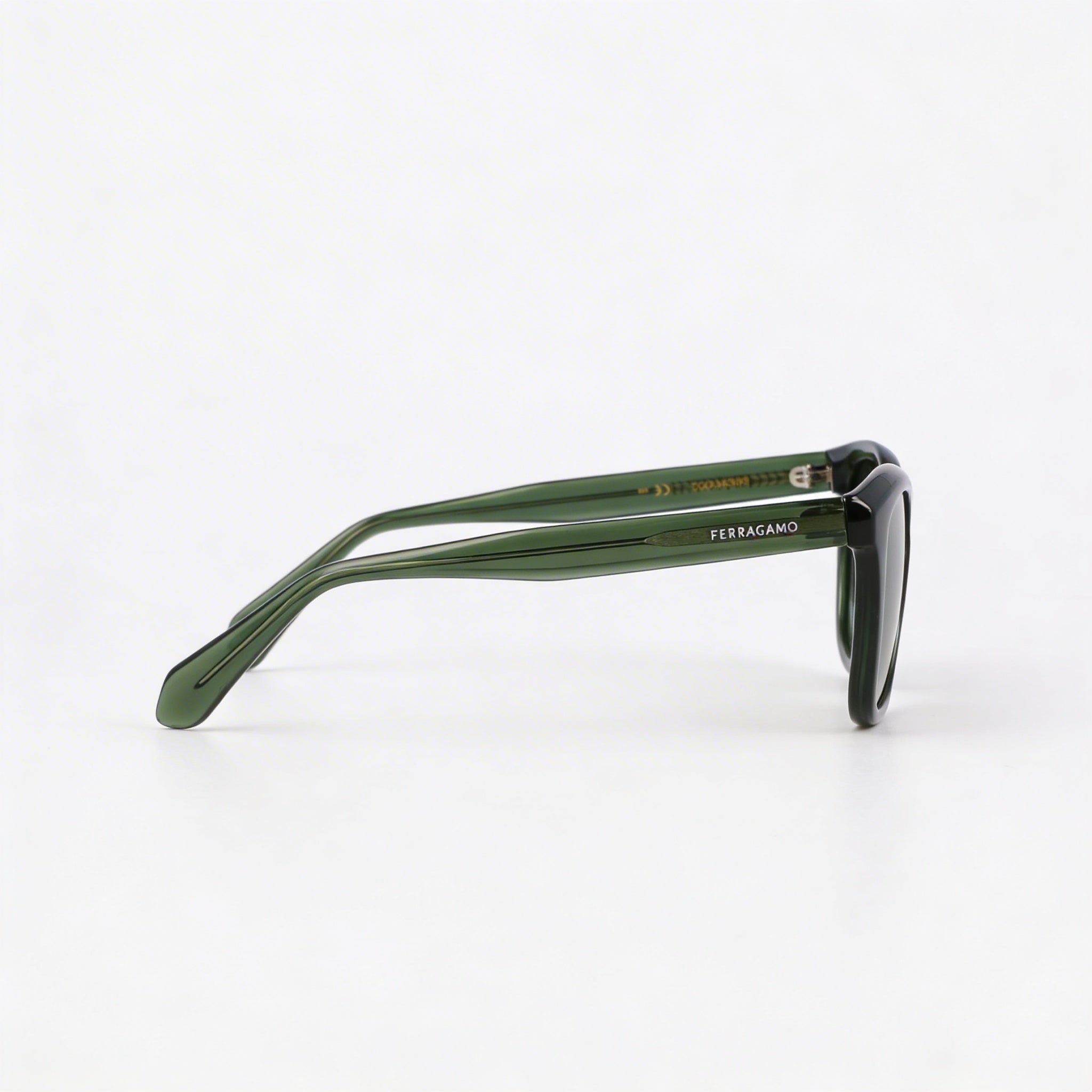 Ferragamo Sf2040se Men's Transparent Khaki Acetate Rectangle UV 400 Non-Polarized Sunglasses 50-21-145, Photo 3