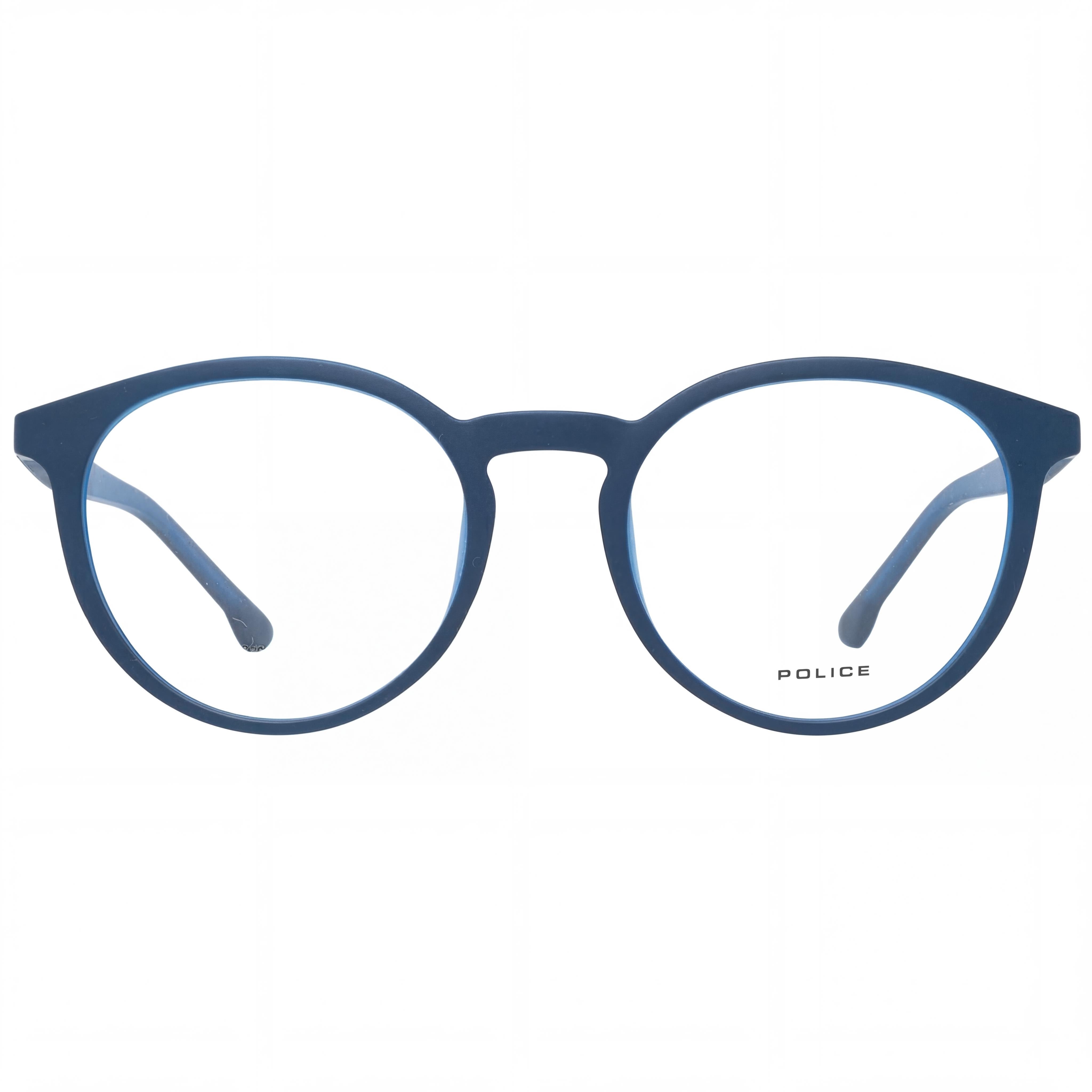 Gafas unisex modernas Police con montura de acetato azul y metal, lentes de policarbonato transparente, tamaño 52 mm., Photo 2