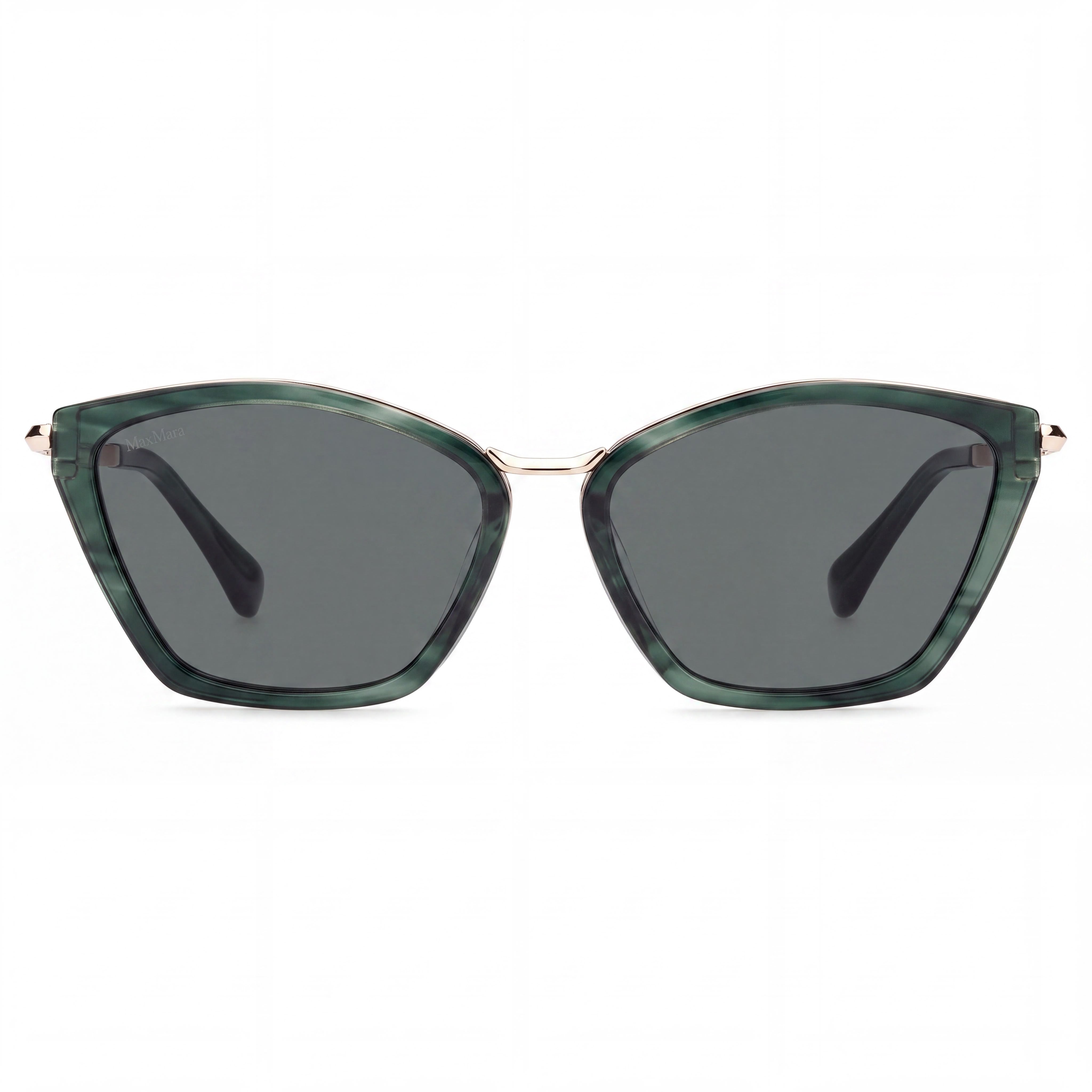 MaxMara Casual Women's Dark Green Acetate Frame Sunglasses with Green Plastic Lenses, 54mm, Photo 2