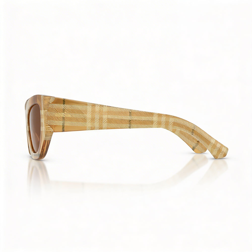 BURBERRY Modern Unisex Sunglasses, Beige Frame, Check Beige Non-Polarized Lenses (19mm Bridge, 145mm Temple)