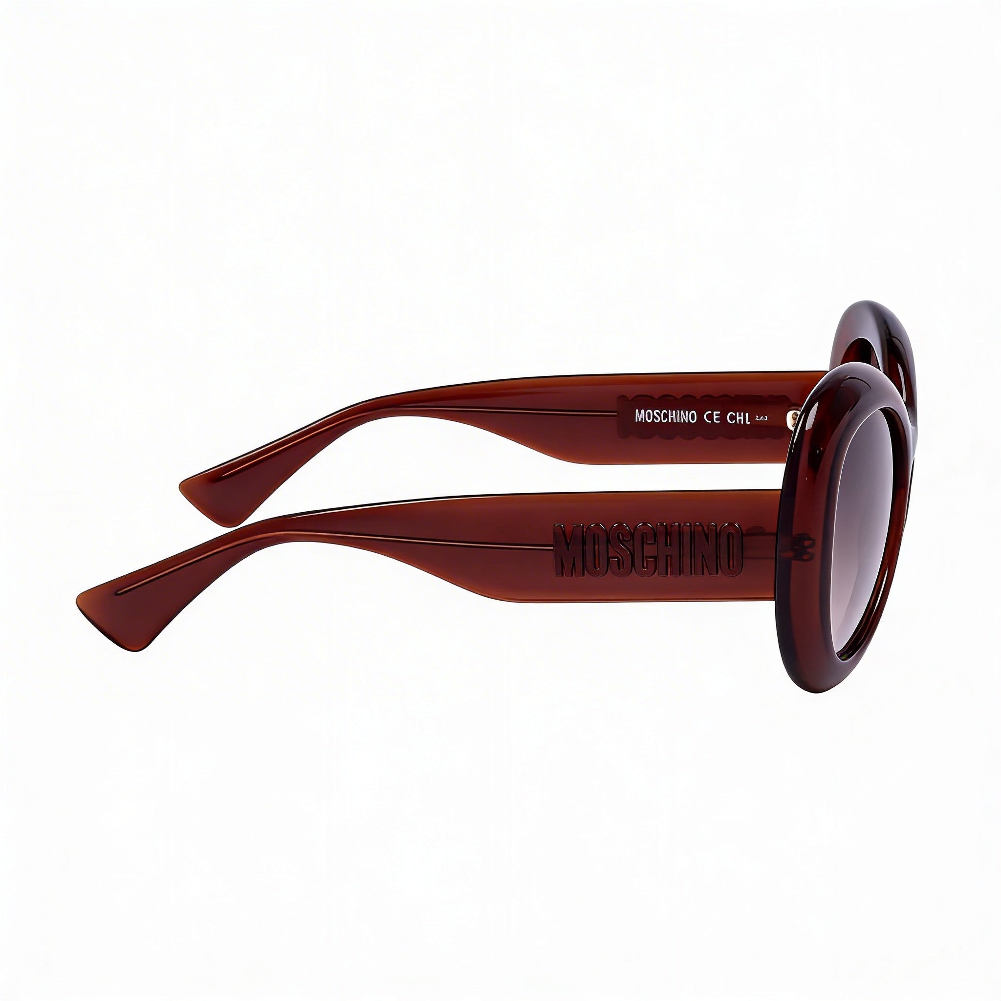 Gafas de sol Moschino Wayfarers para mujer, montura marrón, lentes marrones con protección UV, 54-22-140, Photo 3