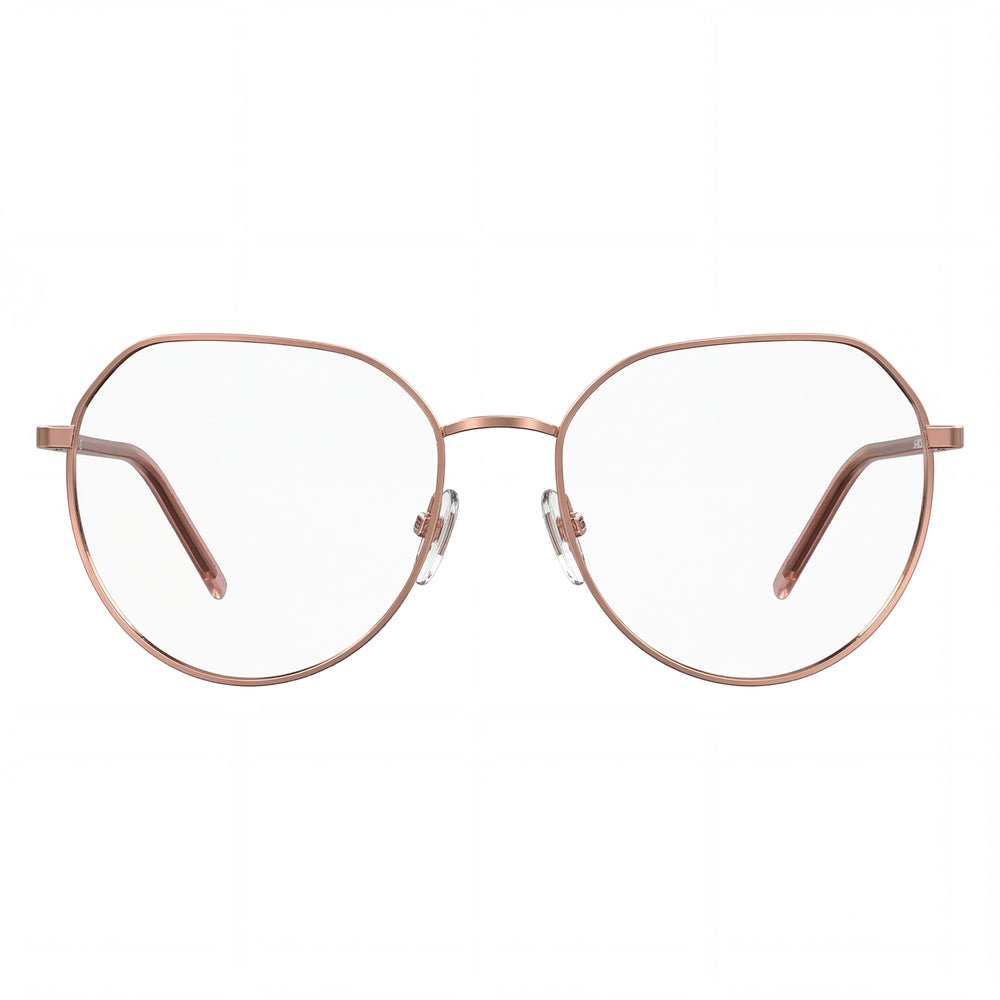Montura óptica Love Moschino Logo Pill de metal dorado y cobre para mujer, 54 mm - Lentes transparentes de demostración, aptas para prescripción médica