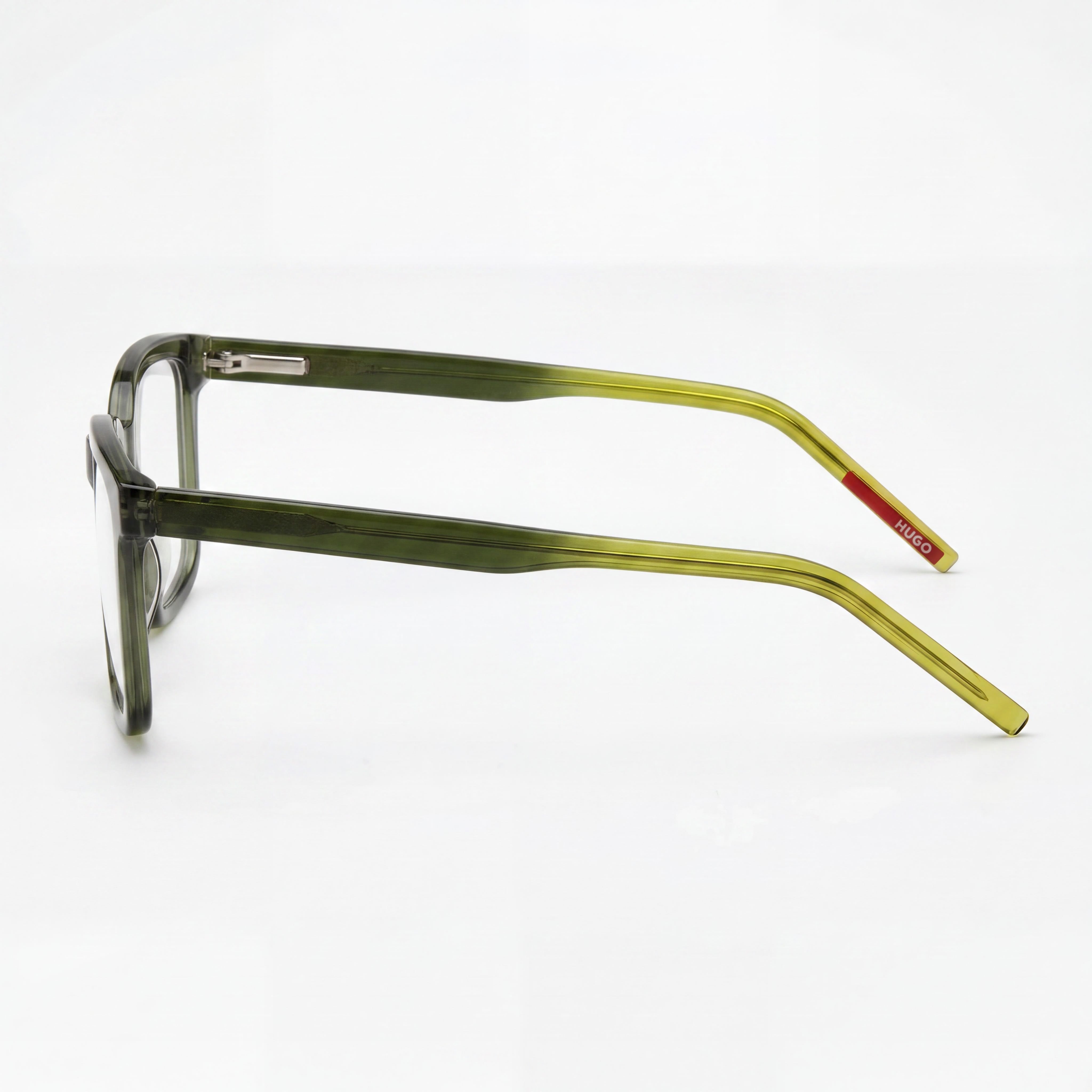 HUGO Modern Men's Eyeglasses with Acetate Frame in Green Yellow and Polycarbonate Lenses, Size 51-19-145, Photo 2