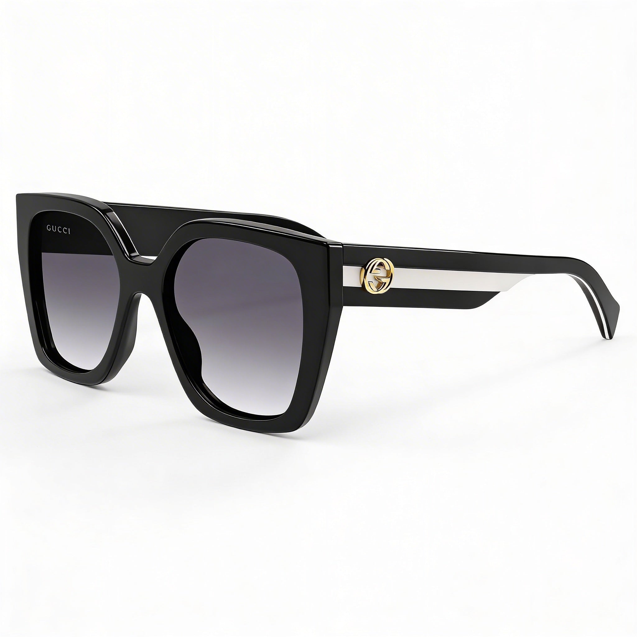 Gucci Gg1300s 004 Women's Recycled Acetate Square UV Protection Sunglasses Black Grey Shaded 55mm, Photo 3