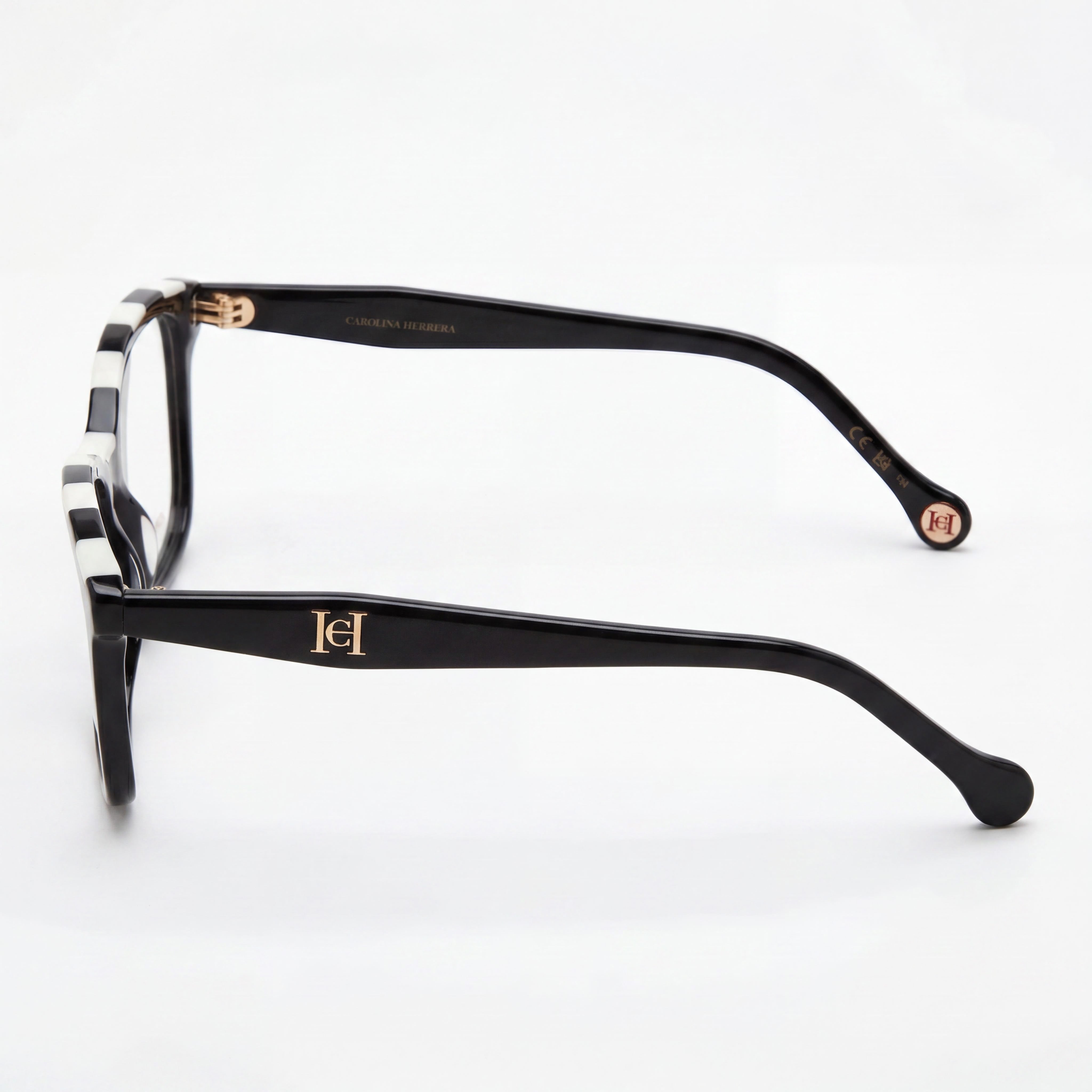 Carolina Herrera Her 0147 Women’s Modern Style Acetate Eyeglasses in Black White, 54mm Lens Width, Photo 2