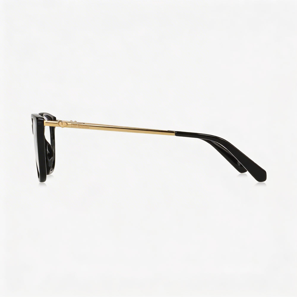Gafas de moda Love Moschino para mujer, diseño de corazón 3D, rectangulares, de acetato y metal, color negro, 52 mm