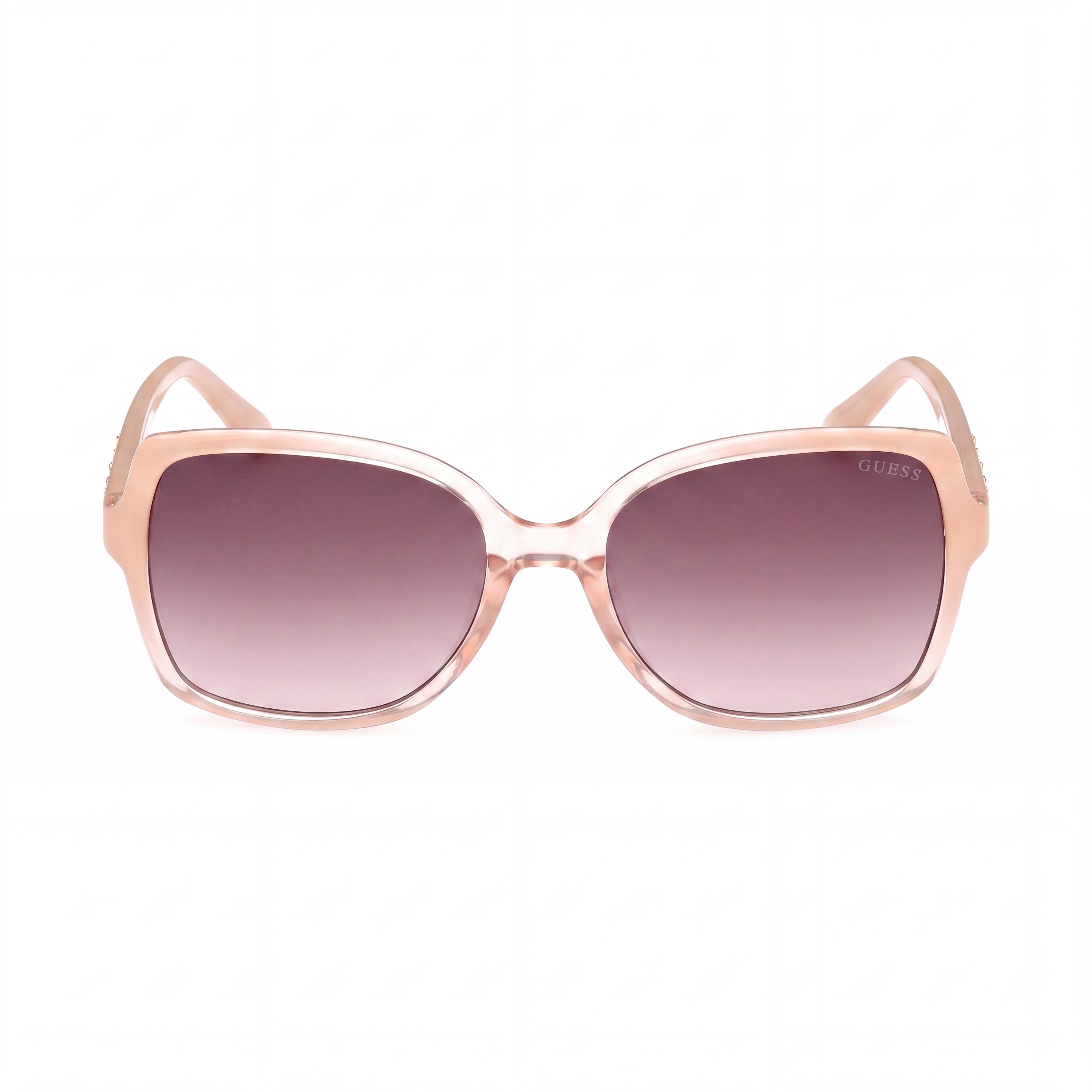 GUESS GU00100 Women's Square Sunglasses, Ivory-coloured Plastique Frame, Gradient Brown Lenses, UV Protected, 55mm, Photo 2