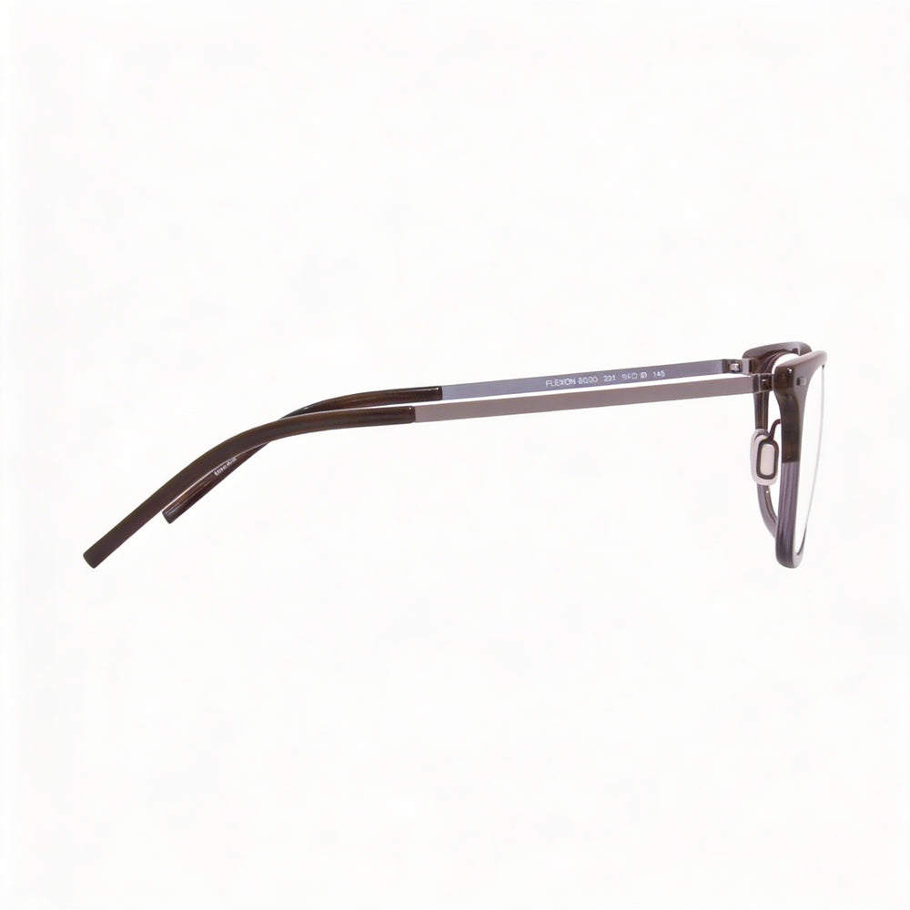 Gafas unisex Flexon B2020 de montura cuadrada completa con montura metálica en tono marrón cuerno degradado plateado de 55 mm
