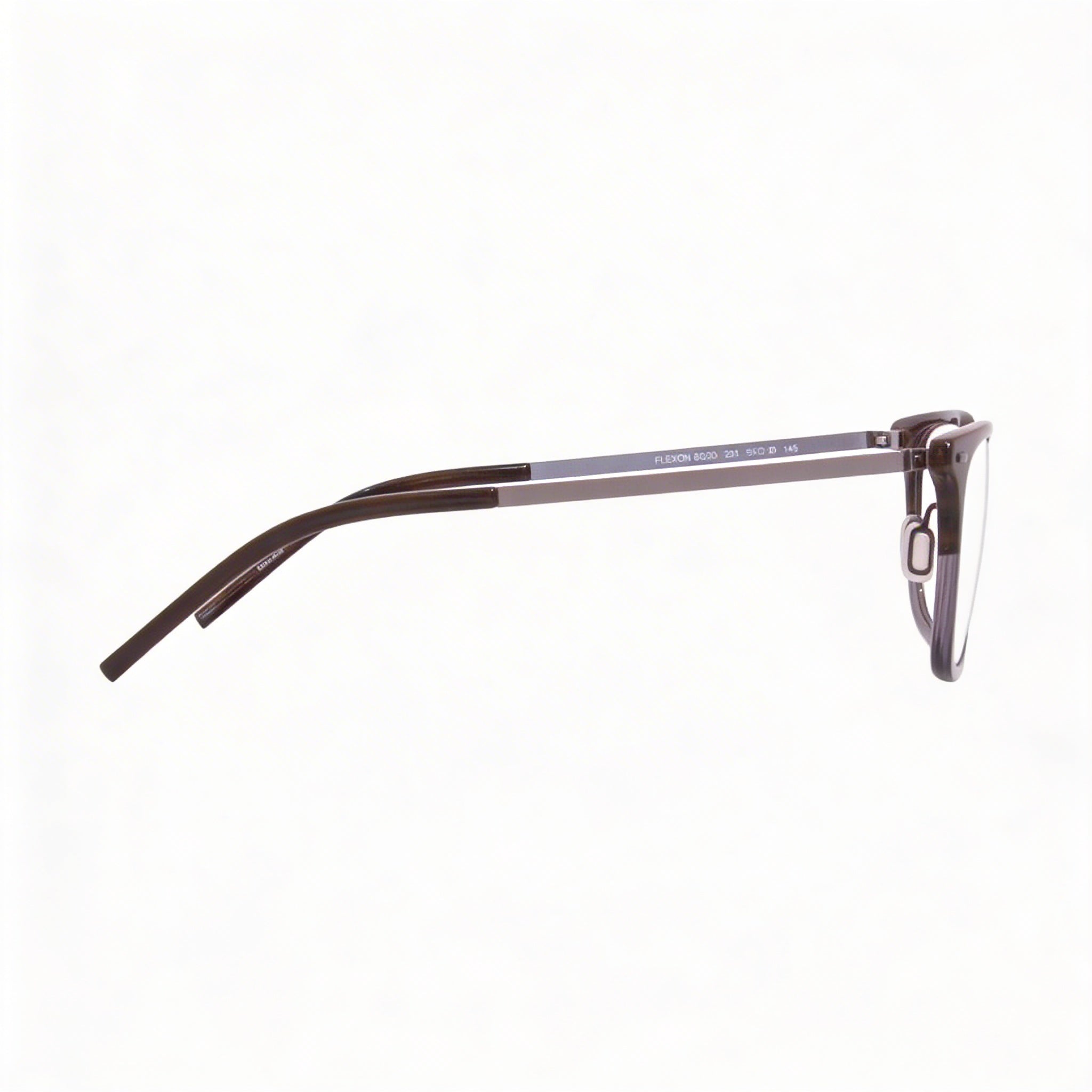 Gafas unisex Flexon B2020 de montura cuadrada completa con montura metálica en tono marrón cuerno degradado plateado de 55 mm, Photo 3