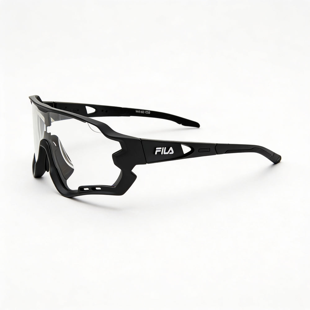 Fila Sfi112 - Gafas de sol para hombre, ligeras, con montura de plástico negro y lentes de acetato, con protección UV