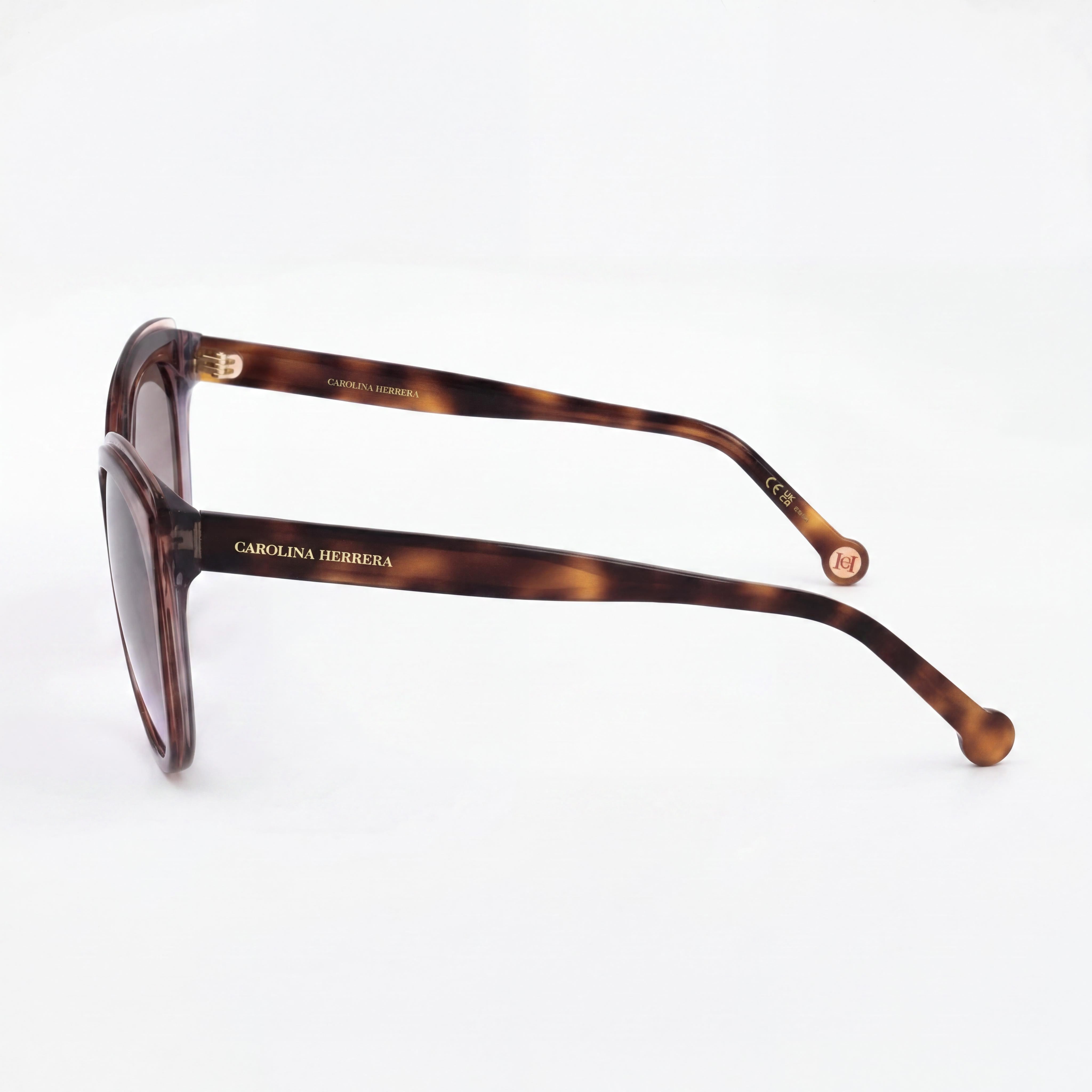 Carolina Herrera Gafas de Sol Esenciales para Mujer de Acetato con Protección UV, Montura y Lentes Marrón Grisáceo, 57-19-145mm, Photo 3
