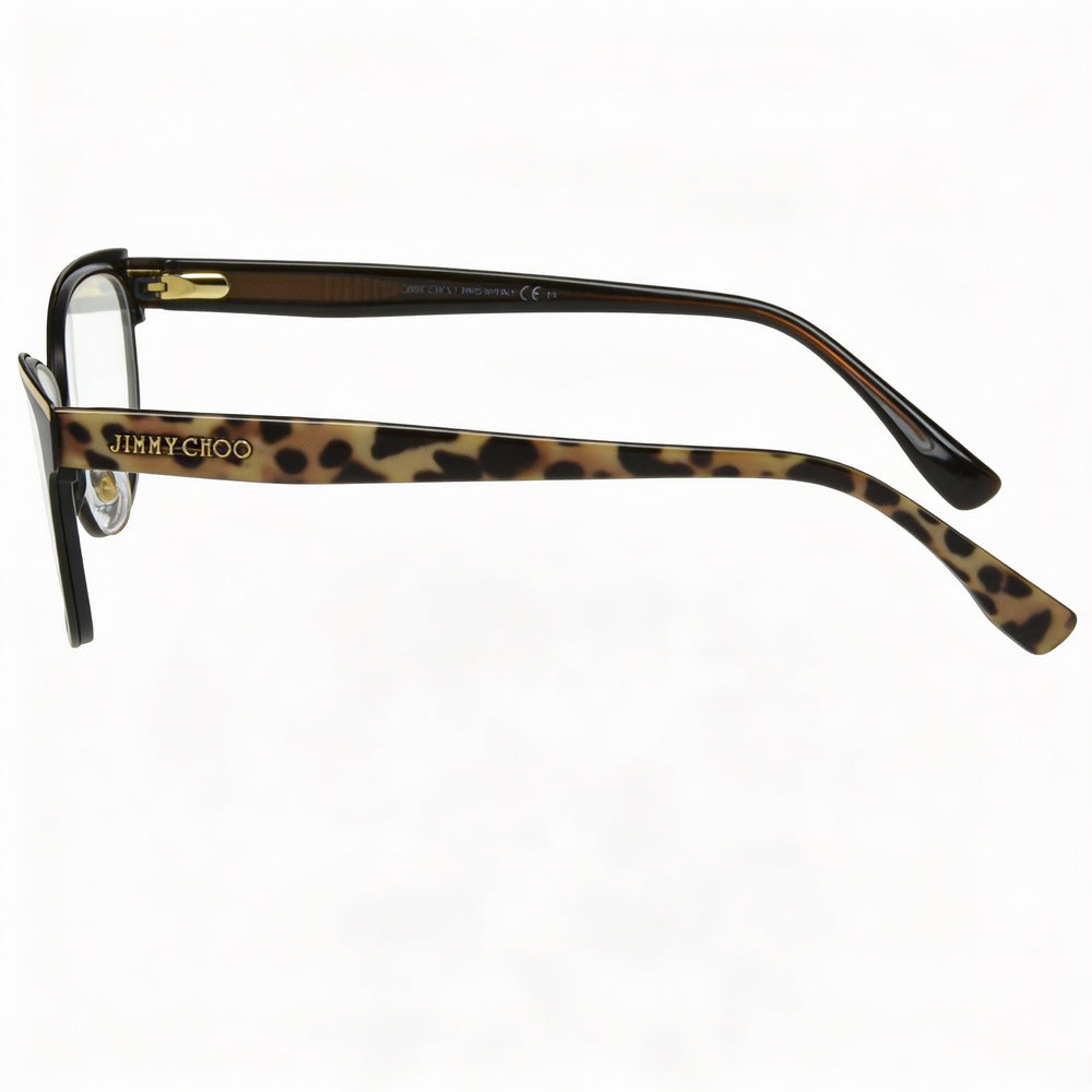 Gafas de moda para mujer JIMMY CHOO con montura de metal marrón oscuro y lentes transparentes de policarbonato, 52 mm