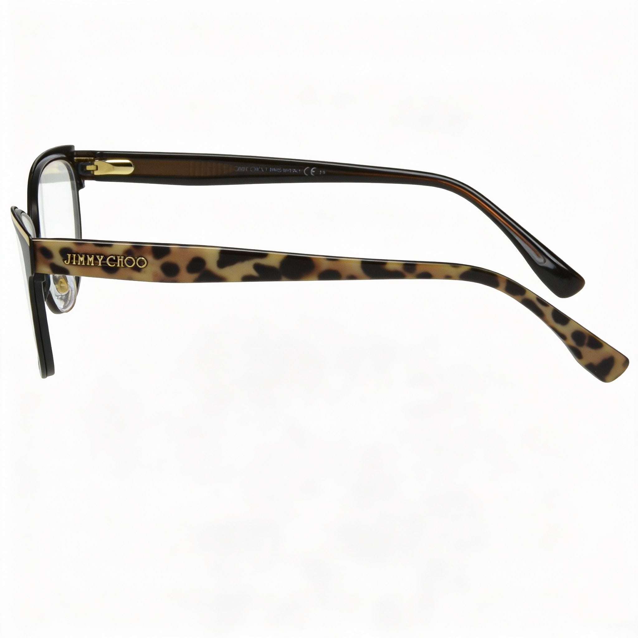 JIMMY CHOO Women's Fashion Eyeglasses Darkbrown Metal Frame with Polycarbonate Clear Lenses, 52mm, Photo 3