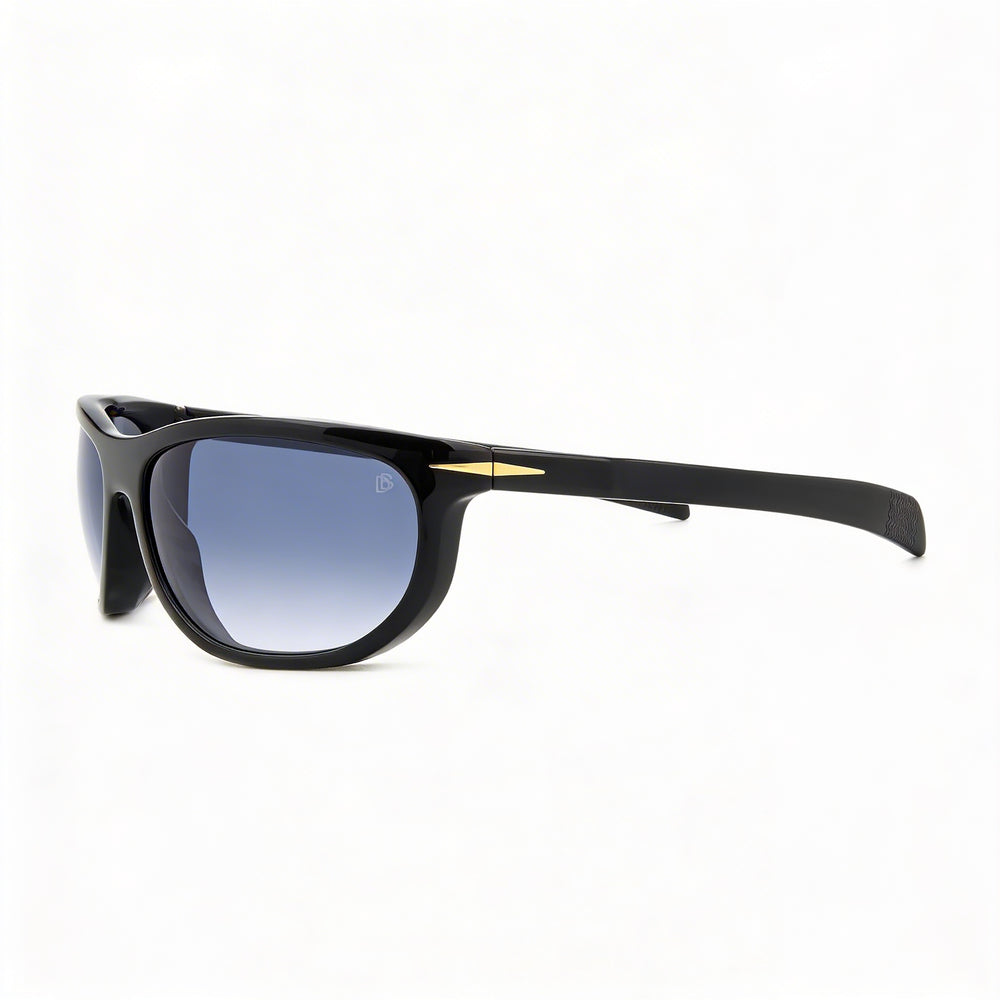 Gafas de sol para hombre de acetato David Beckham DB 7117/S, montura negra, cristales azul oscuro degradado, 64 mm