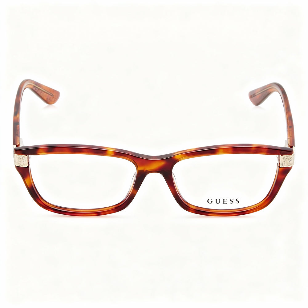 GUESS Modern Women's Plastic Frame Eyeglasses Blonde Havana with Polycarbonate Lenses 54-16-140