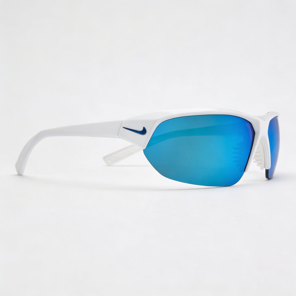 Nike Baseball Unisex Grey Plastic Rectangular Frame Sunglasses, Grey Blue Mirror Non-Polarized UV Protected Lenses
