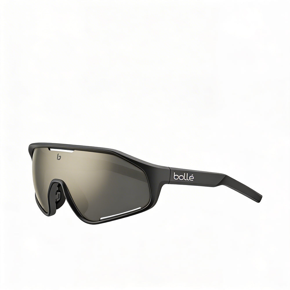 bollé Unisex-adult Black Matte Gold Nylon Frame, Black Gold Polycarbonate Non-Polarized UV Protection Sunglasses