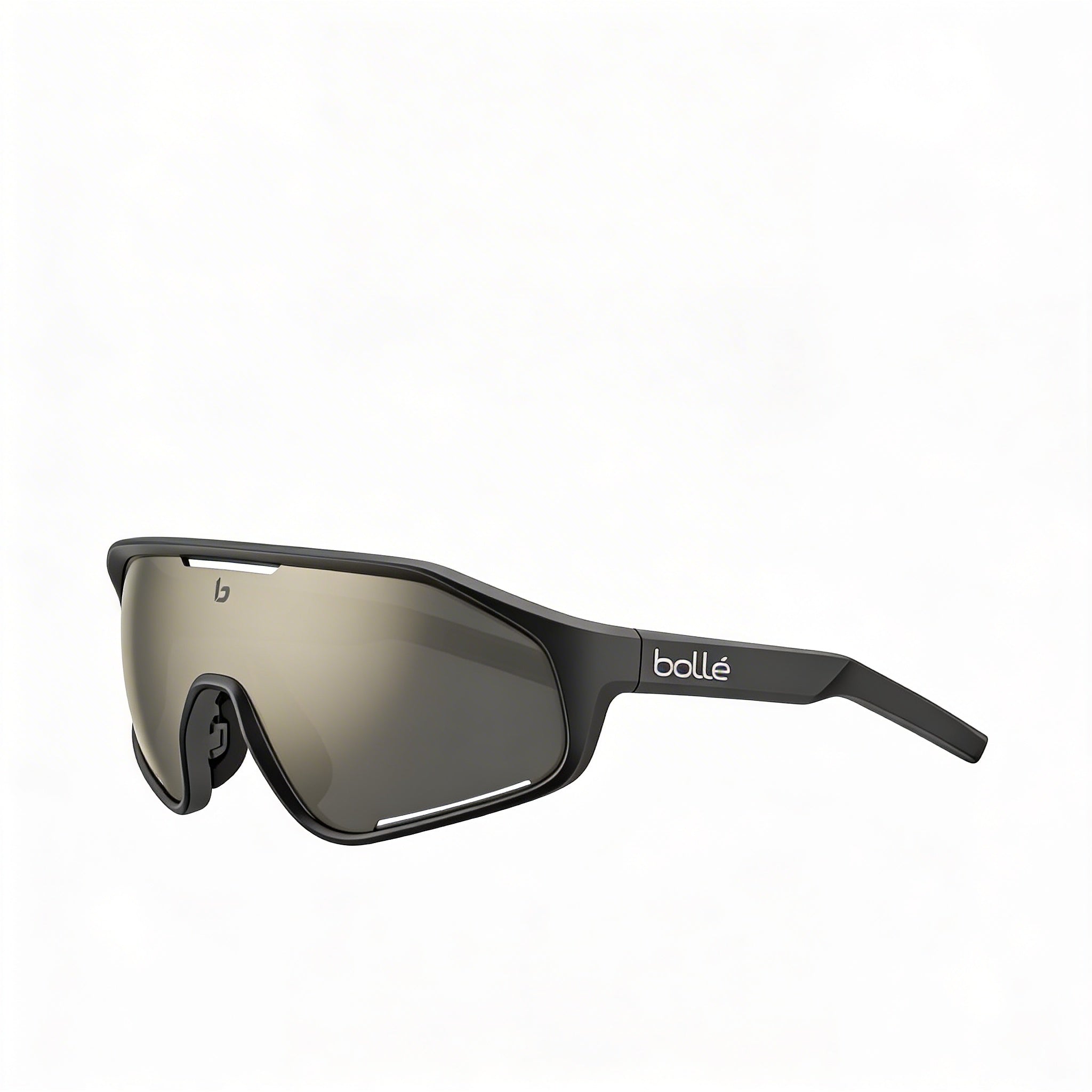 bollé Unisex-adult Black Matte Gold Nylon Frame, Black Gold Polycarbonate Non-Polarized UV Protection Sunglasses, Photo 2