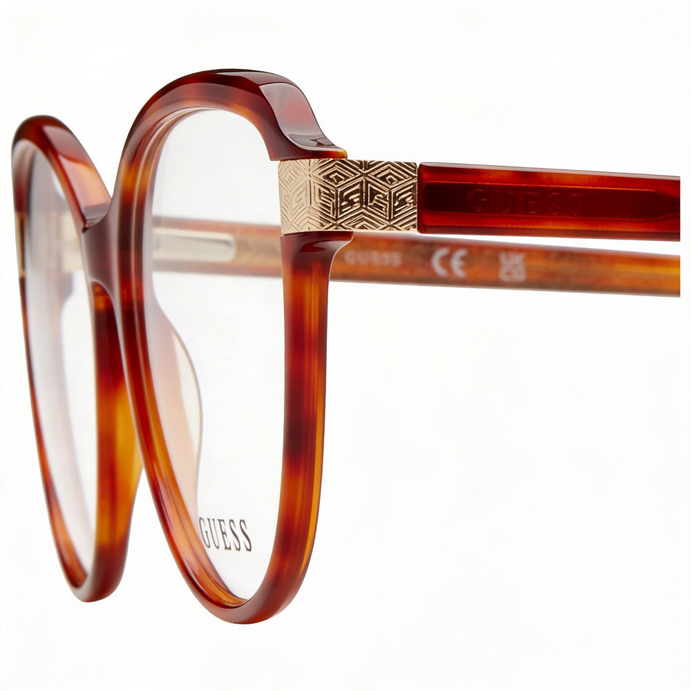 GUESS Modern Women's Eyeglasses with Blonde Havana Plastic Frame and Clear Polycarbonate Lenses 55-16-140