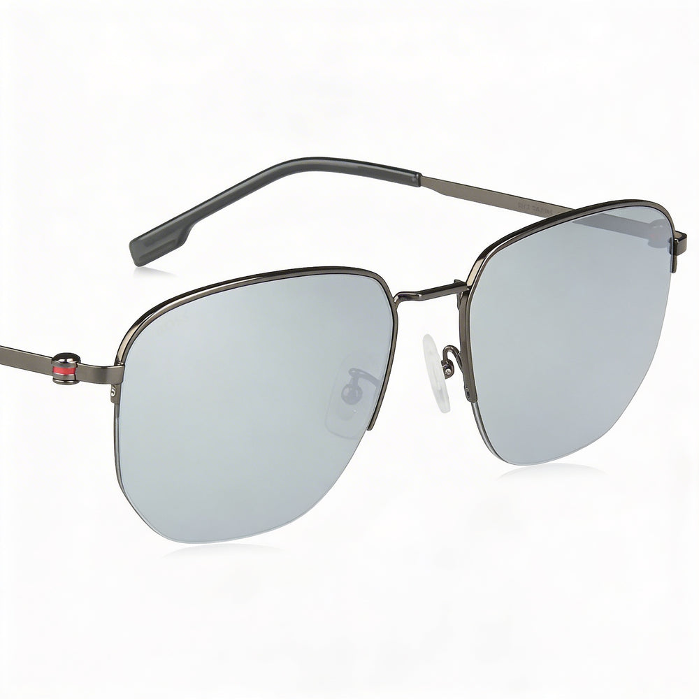 Hugo Boss Men's Boss 1538/F/Sk Acetate Matte Dark Ruthenium Silver Frame Silver Lens UV Protected Sunglasses 57mm