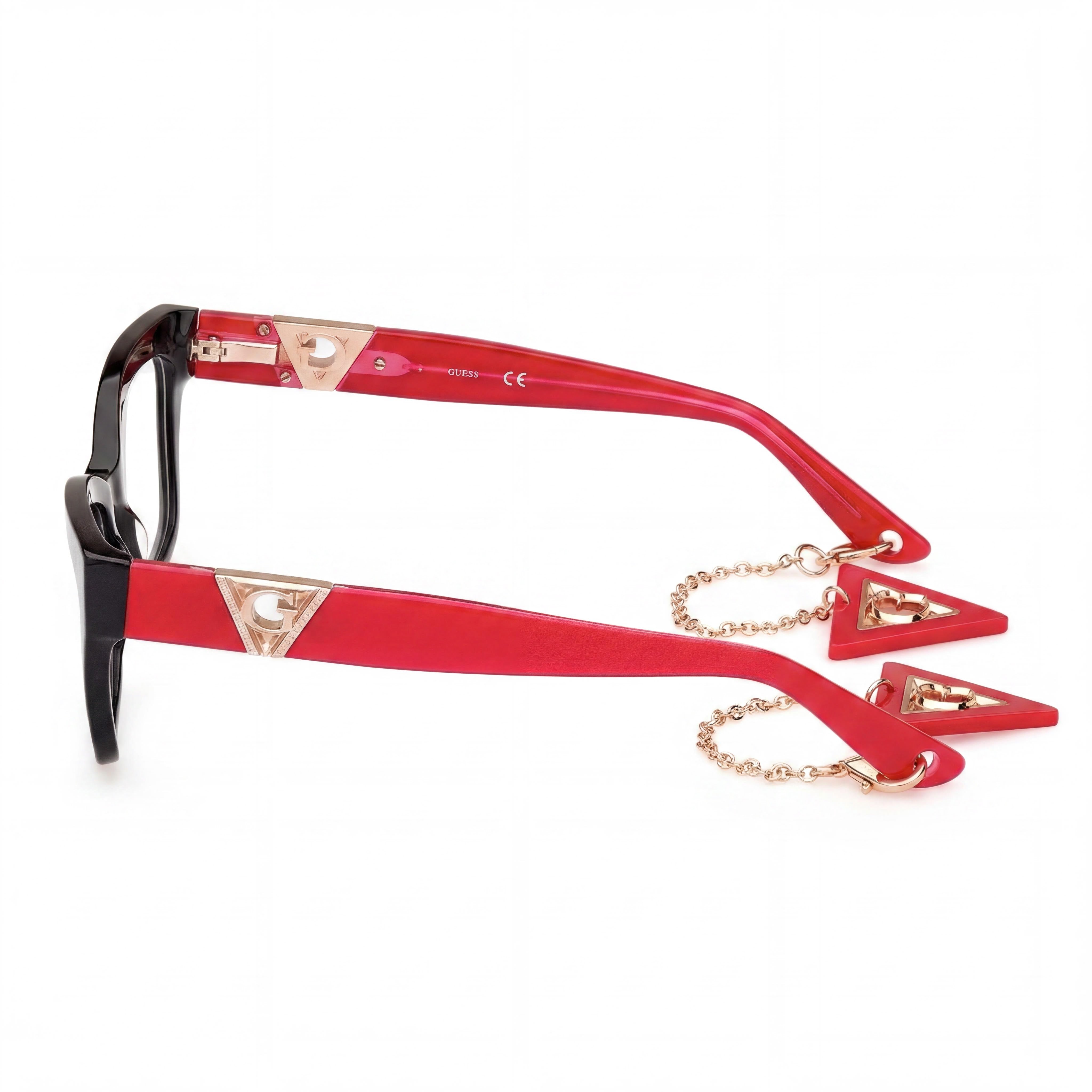 GUESS GU2960 Gafas de Mujer de Acetato Negro de Estilo Moderno, Montura Completa Rectangular, Lente Transparente 54-16-145, Photo 3