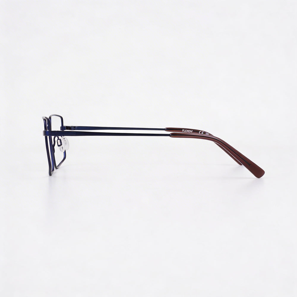 Gafas Flexon H6069 de metal para hombre en azul marino mate, lentes de policarbonato transparente, ancho de lente de 57 mm