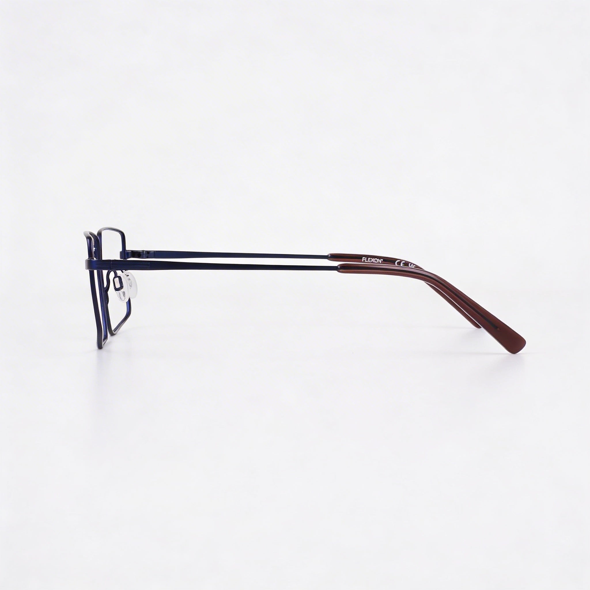 Flexon H6069 Men's Metal Frame Eyeglasses in Matte Navy, Clear Polycarbonate Lenses, 57mm Lens Width, Photo 3