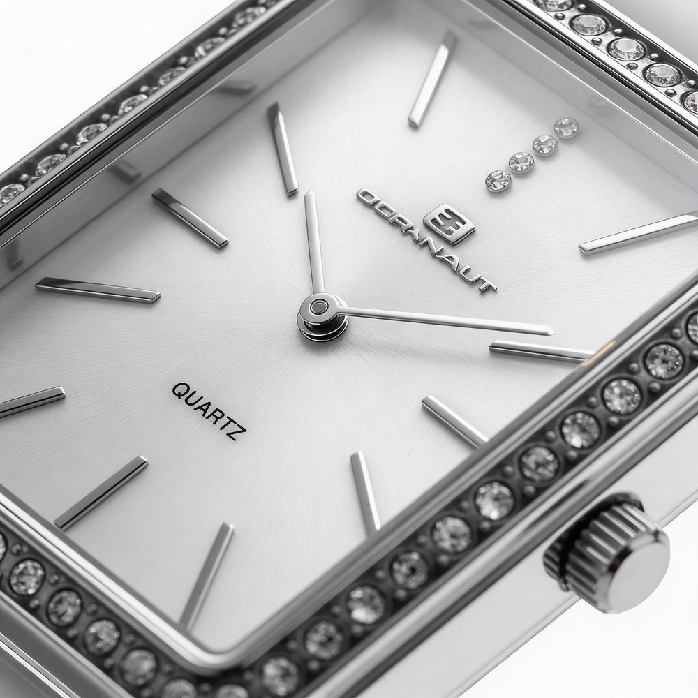 Reloj Oceanaut para mujer con movimiento de cuarzo y esfera blanca, resistente al agua hasta 30 m, cristal mineral resistente a arañazos.