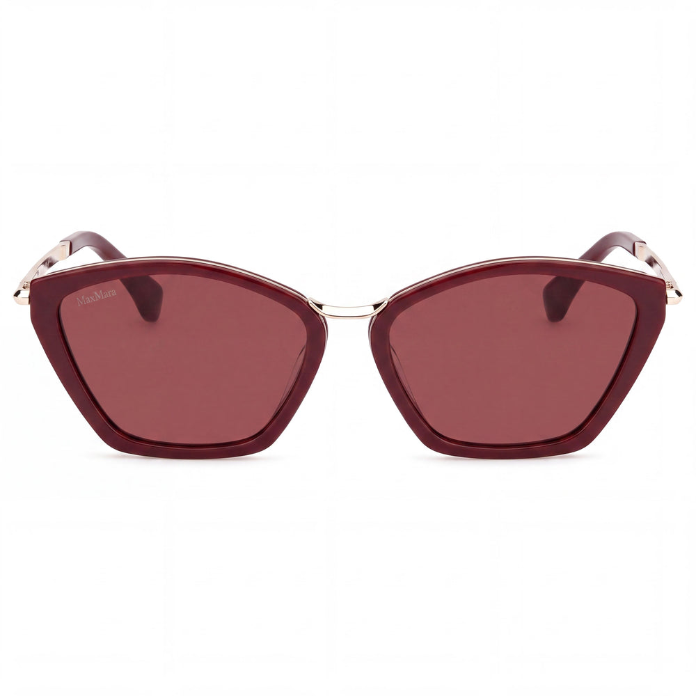 MaxMara Casual Women's Acetate Sunglasses, Shiny Burgundy Frame with Bordeaux Lenses, 54mm Lens Width