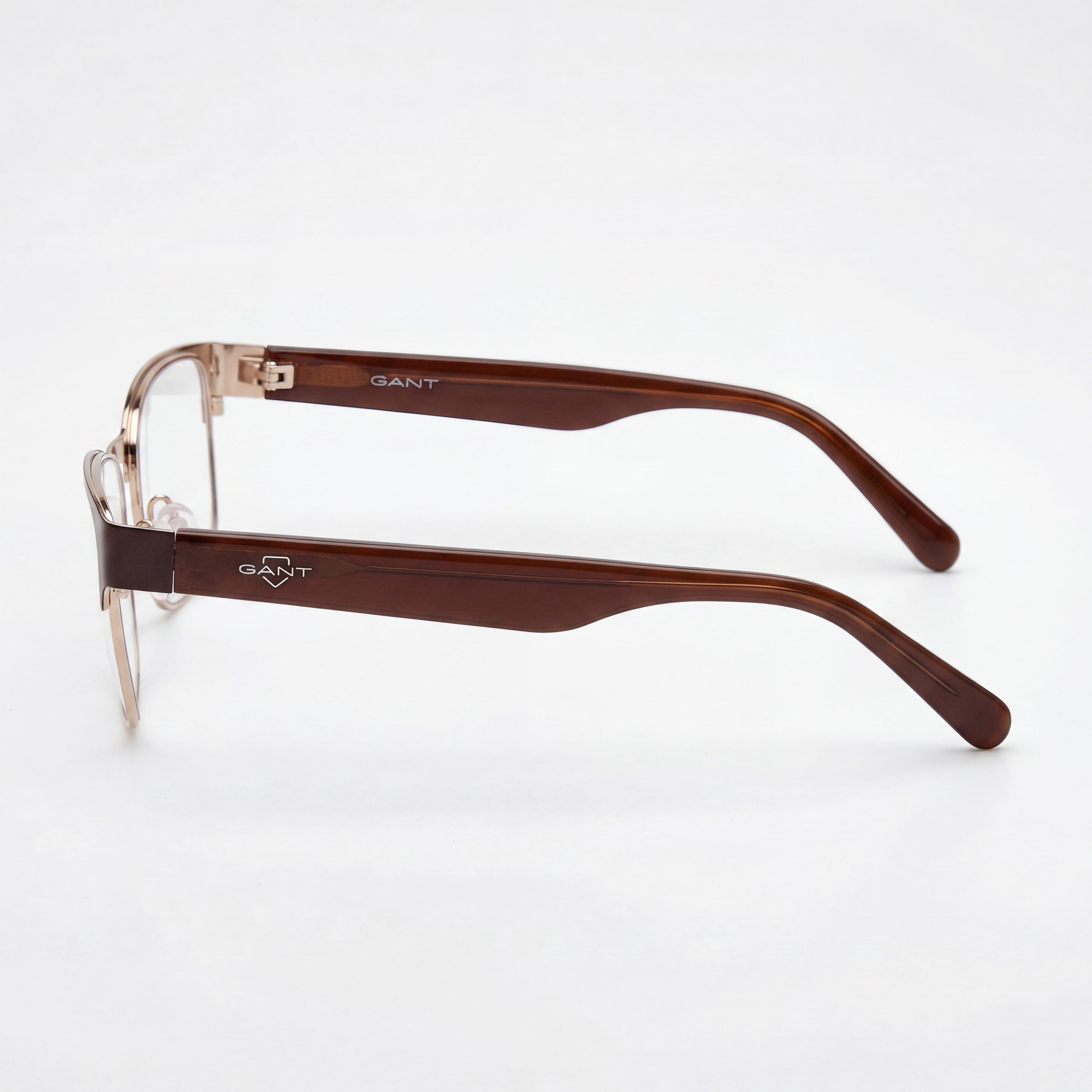 GANT GA50018 Unisex Metal Frame Eyeglasses, Classic Formal Style, Shiny Dark Brown with Polycarbonate Lenses, 52mm Lens Width, Photo 2
