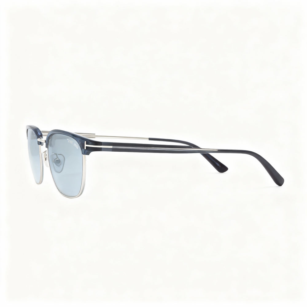 Tom Ford Classic FT1119-D Men's Square Shiny Blue Plastic Frame Green Lens Non-Polarized Sunglasses 47mm