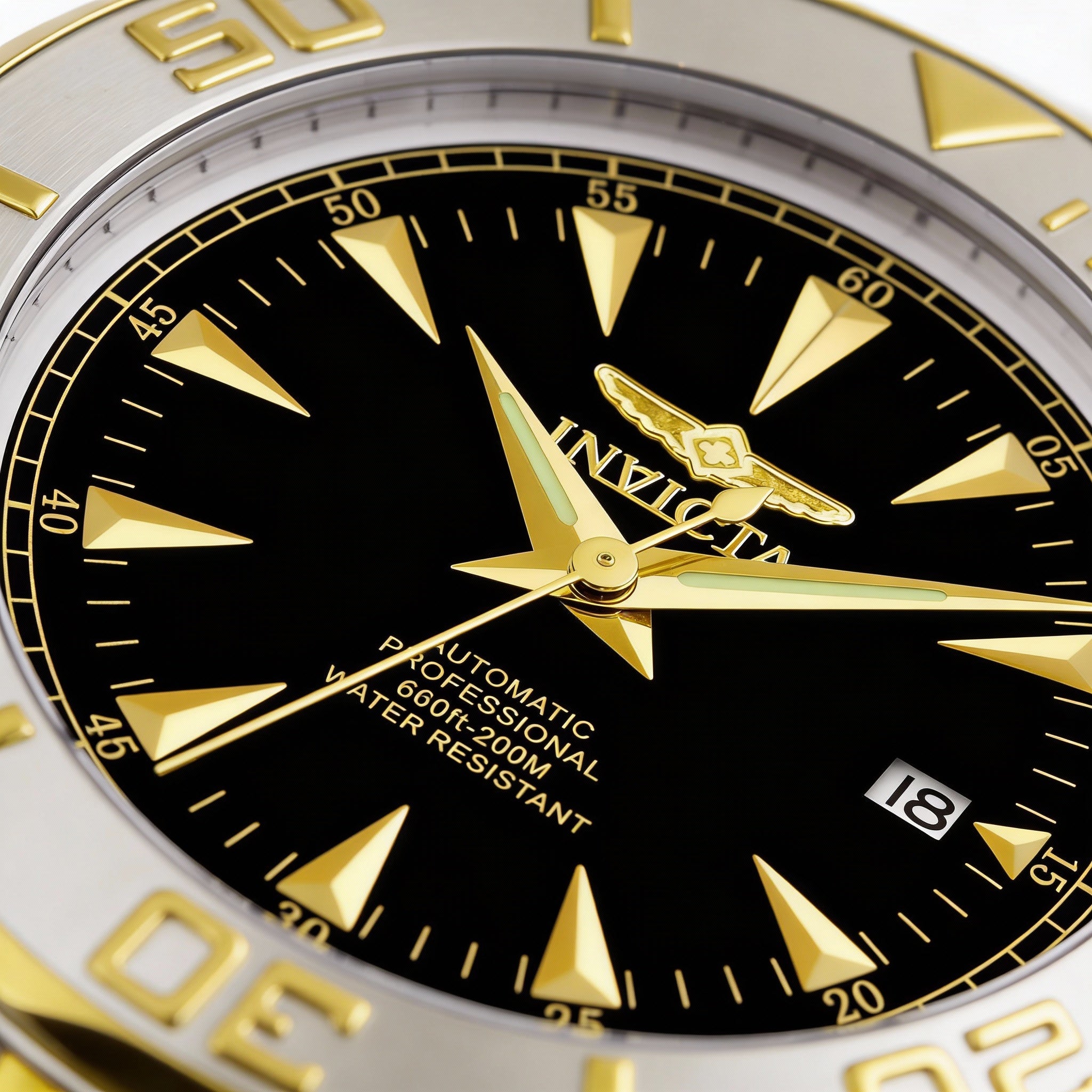 Invicta Signature Men's Automatic Silver Stainless Steel, Black Dial, 200M Water Resistant, Luminous Watch 47mm, Photo 3