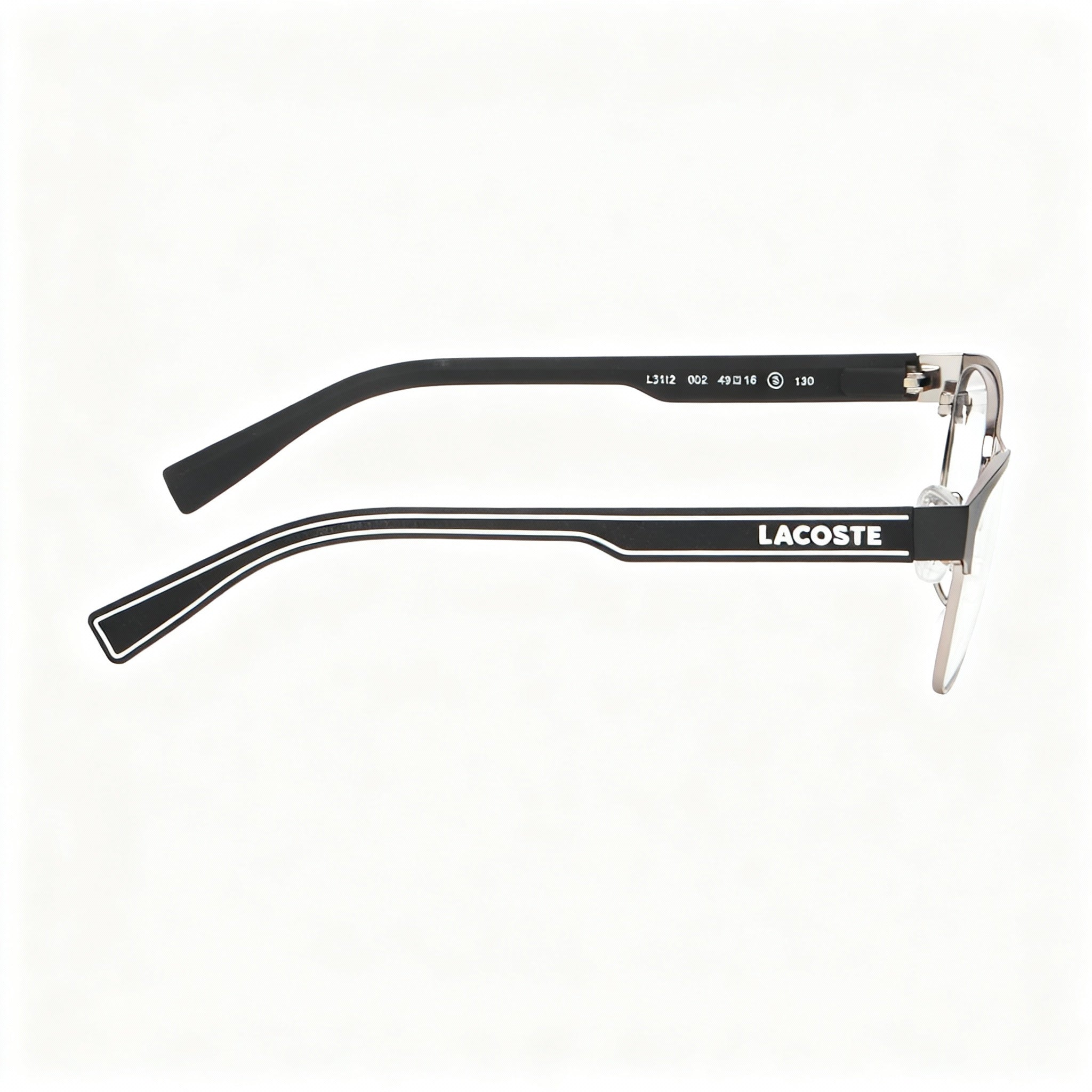 Lacoste Men's L3112 Casual Square Full-Rim Metal Frame Eyeglasses, Matte Black, 49mm Lens Width, Photo 3