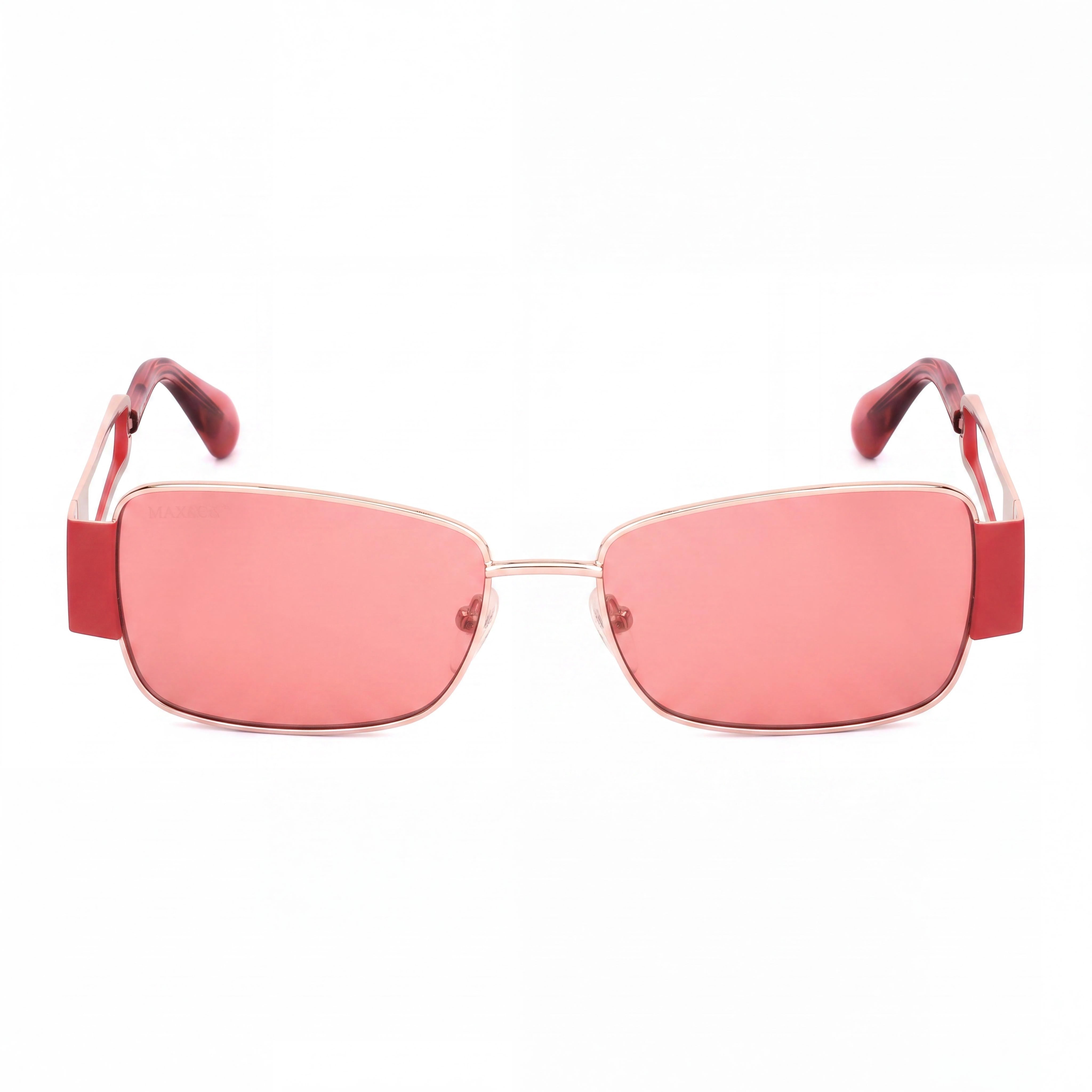 Max & Co. Modern Women's Metal Sunglasses with Shiny Rose Gold Frame and Bordeaux Lenses, 55mm Lens Width, Photo 2