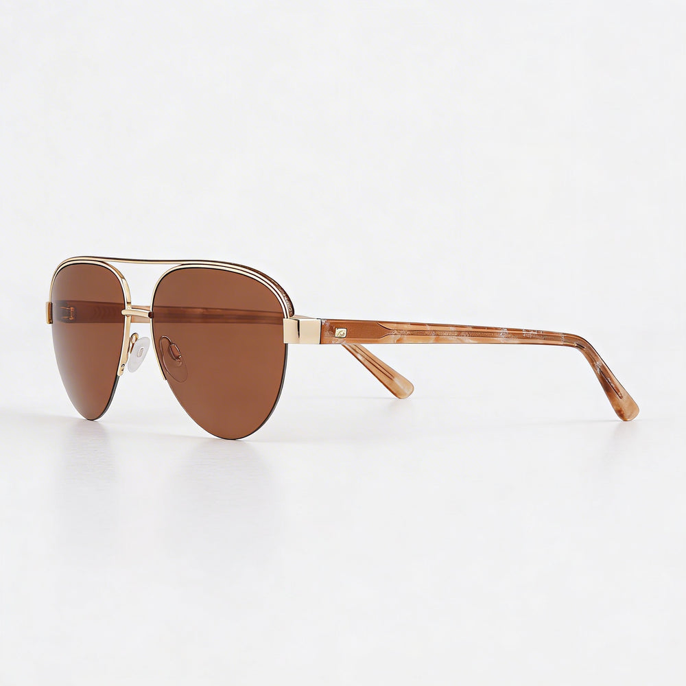 bebe Bb7252 Women's Gold Acetate Frame with Polycarbonate UV Protected Non-Polarized Lenses Eyewear 57-15-140mm