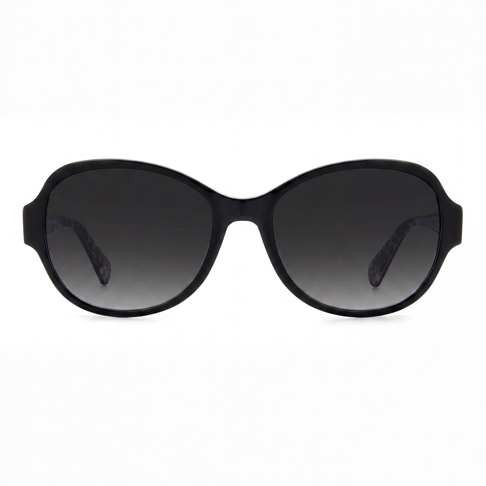 Kate Spade New York Classic Women's Black Acetate Cat Eye Dark Grey Shaded UV Protection Sunglasses 57