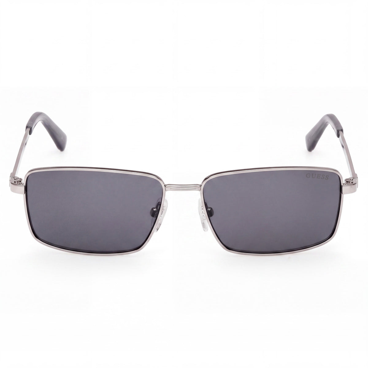 GUESS Ezra Narrow Rectangular Sunglasses, Men's, Metal, Shiny Gunmetal Frame, Smoke Lens, 56mm, Photo 2