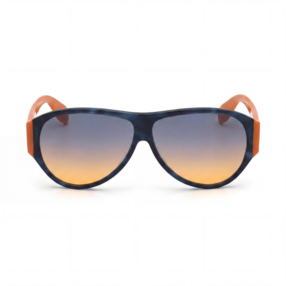adidas Originals Contemporaneo Women's Pilot Acetate Sunglasses with Blue Arancione Frame and Blue Arancione Sfumato Lenses 59mm