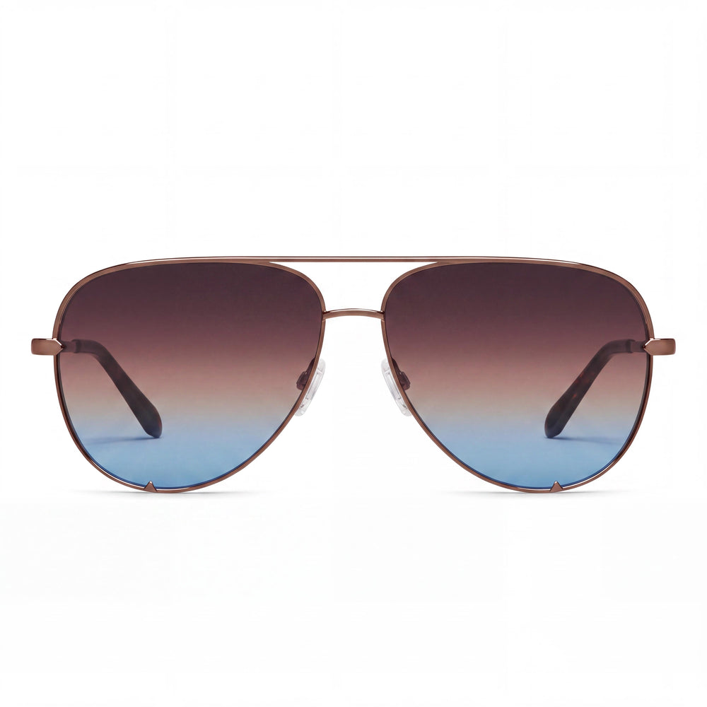 Gafas de sol unisex QUAY AUSTRALIA High Key extragrandes con montura de metal, lentes no polarizadas azul marrón chocolate y protección UV